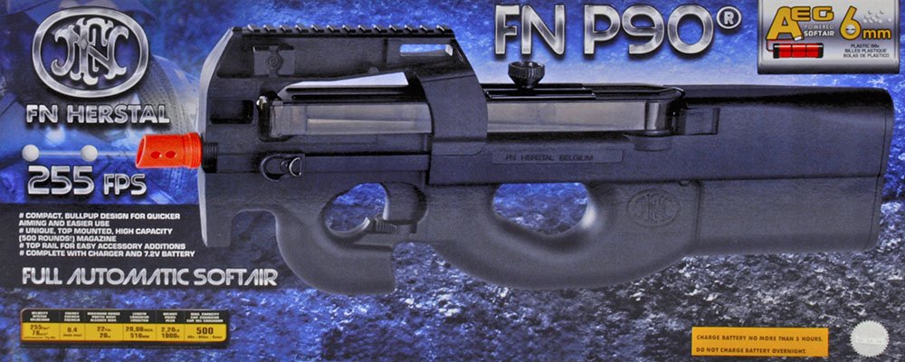 FN Herstal Licensed P90 Full Size Airsoft Electric SMG - High Performance Polymer Electric Airsoft Gun (Black) | Perfect for Tactical Training, MilSim Games & Target Shooting