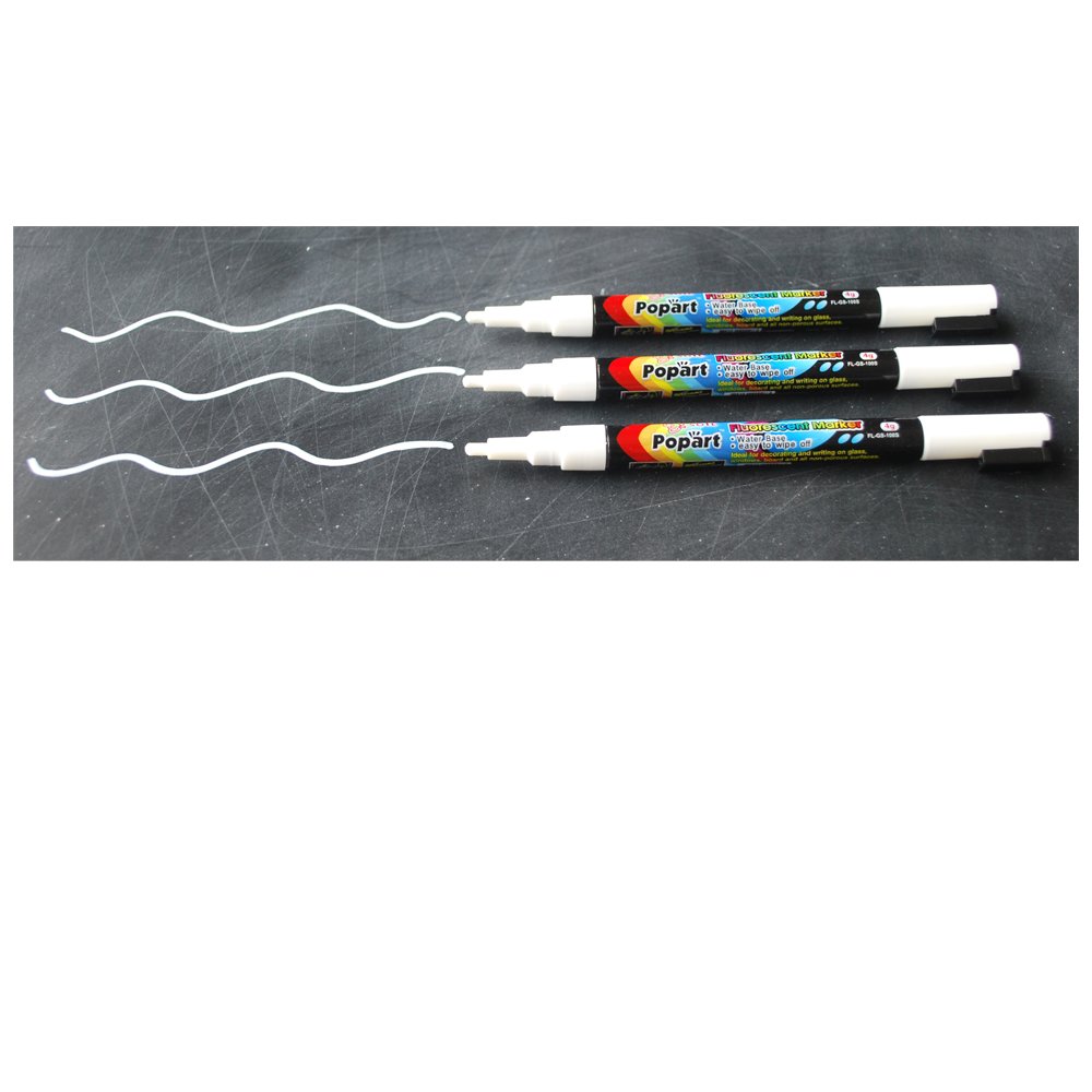 White Chalk Markers for Glass & Blackboard - Fine 3mm Tip Dry Erase Markers (3 Pack) - Perfect for Restaurants, Cafes, Classroom & Home Decor Signage