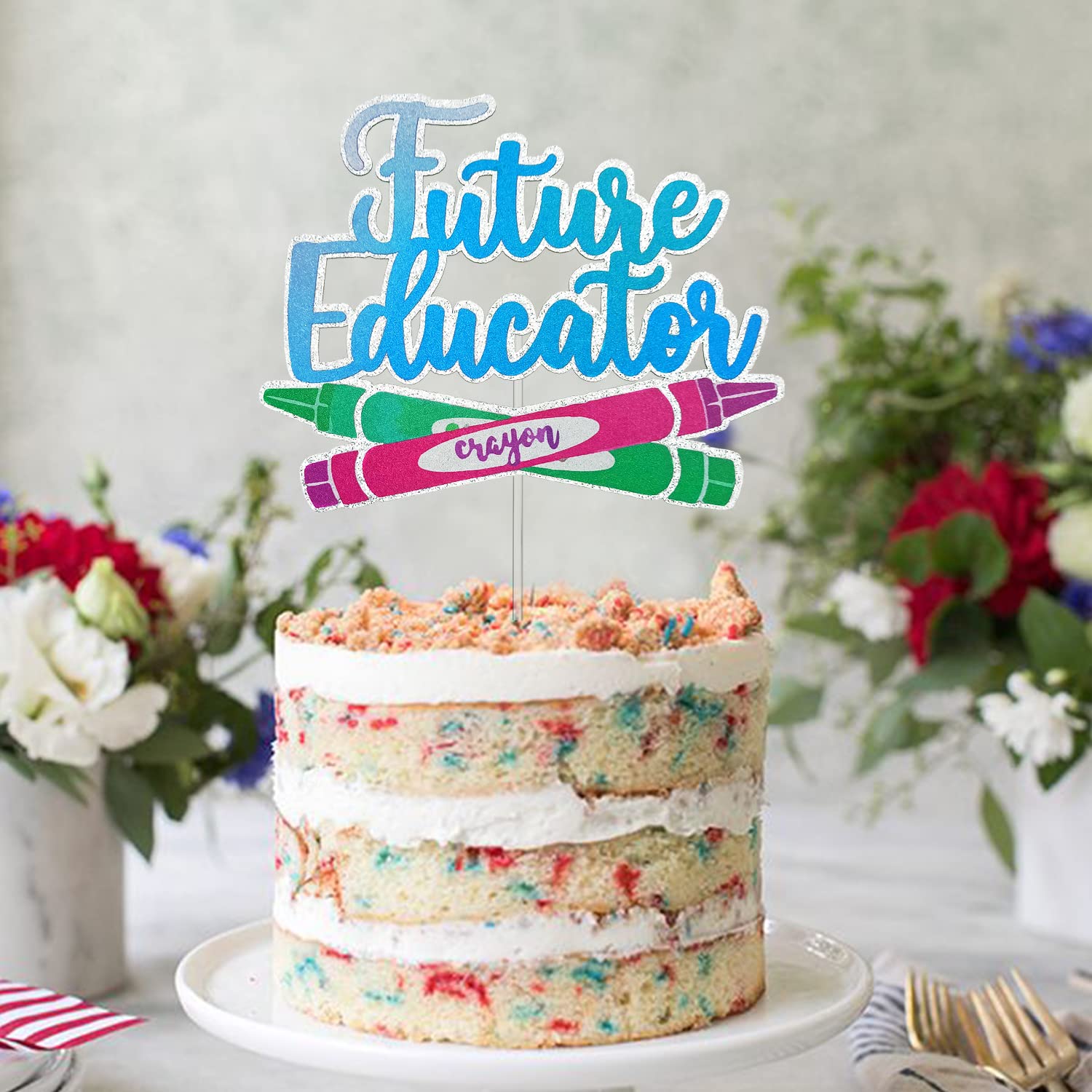 Future Educator Cake Topper | Congrats Teacher Graduation Cake Decor | Teacher Grad Party Supplies | Perfect for Teacher Appreciation, Retirement & Graduation Celebrations