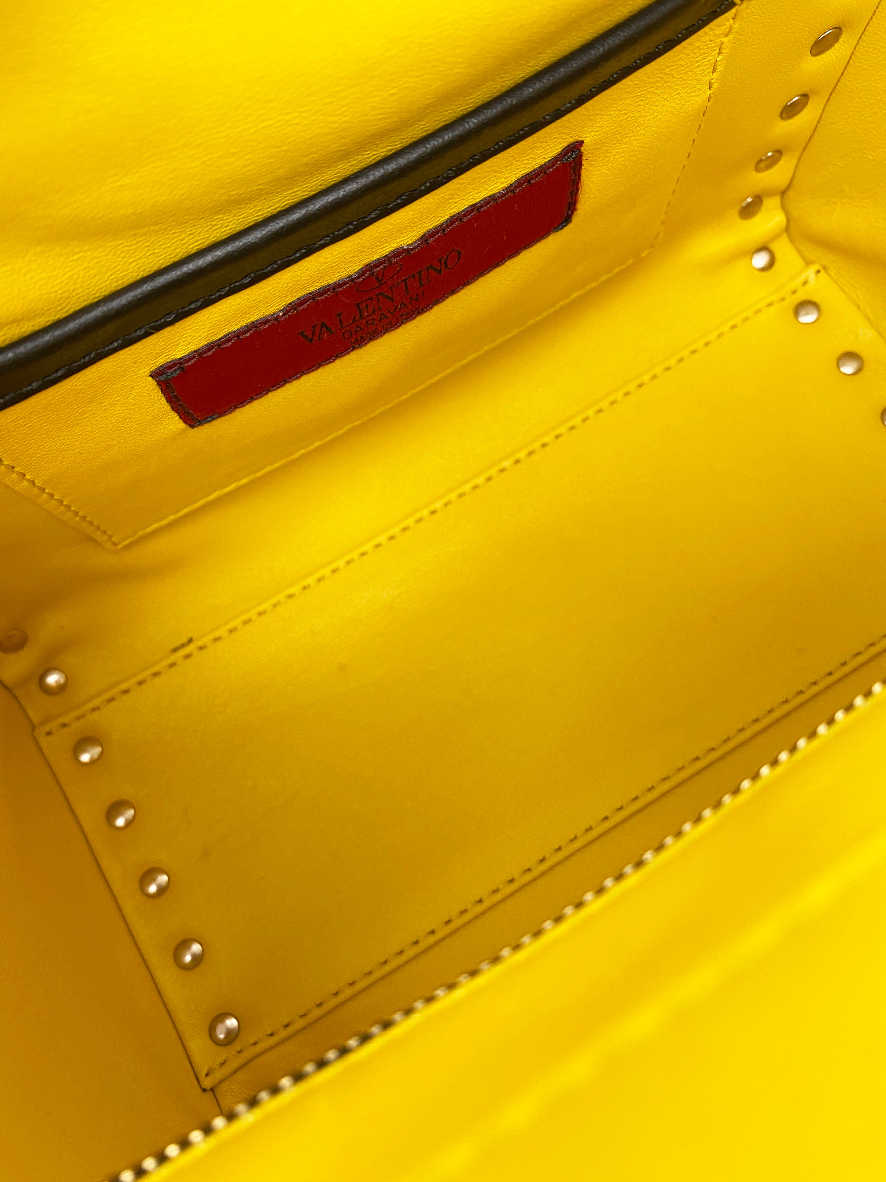 Valentino Black & Yellow Rockstud Handbag for Women | Luxury Designer Shoulder Bag | Perfect for Evening Parties, Date Nights & Special Occasions