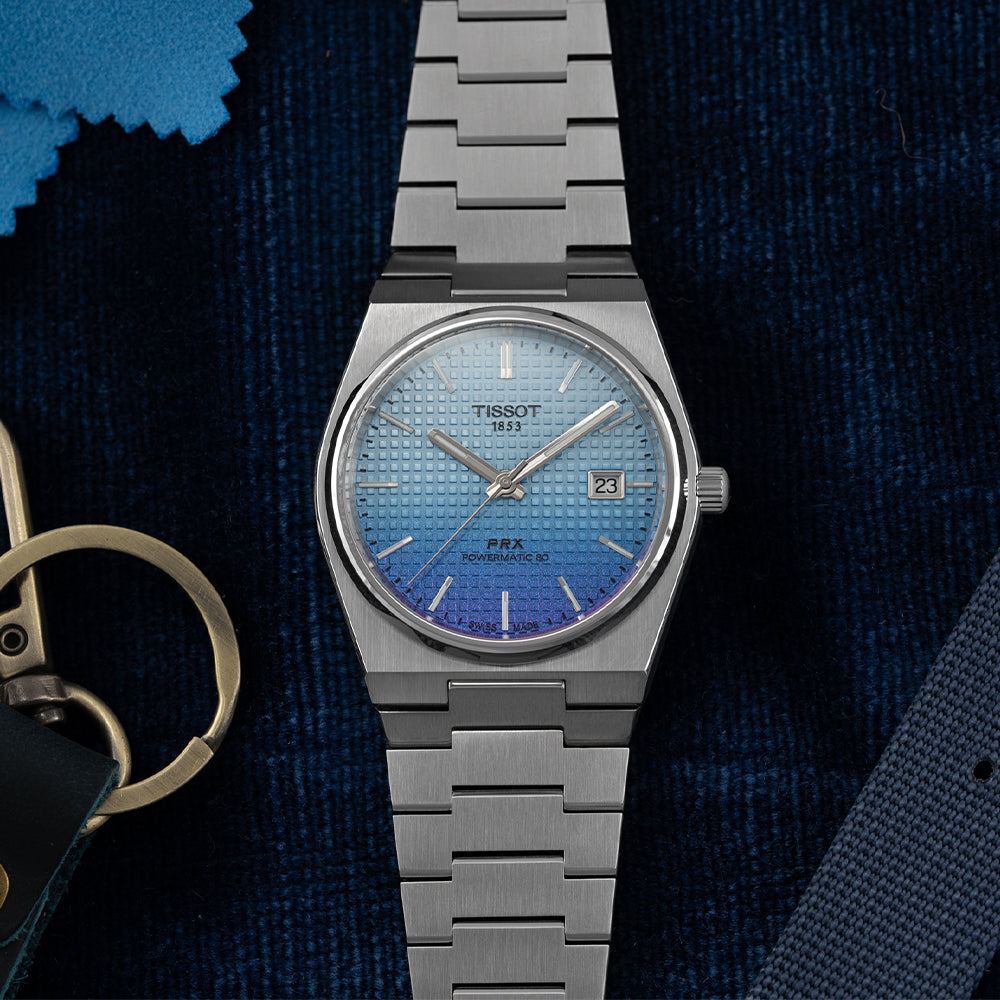 Tissot PRX Automatic Powermatic 80 40mm Blue Gradient Stainless Steel Bracelet Watch - Perfect for Business, Casual & Luxury Occasions
