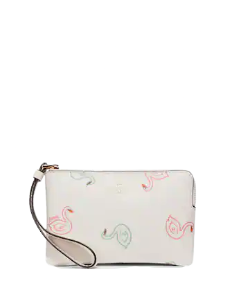 Coach Corner Zip Wristlet with Swan Print - Stylish Crossbody Bag for Women, Fashionable Wristlet Purse for Daily Use, Parties & Travel Accessories