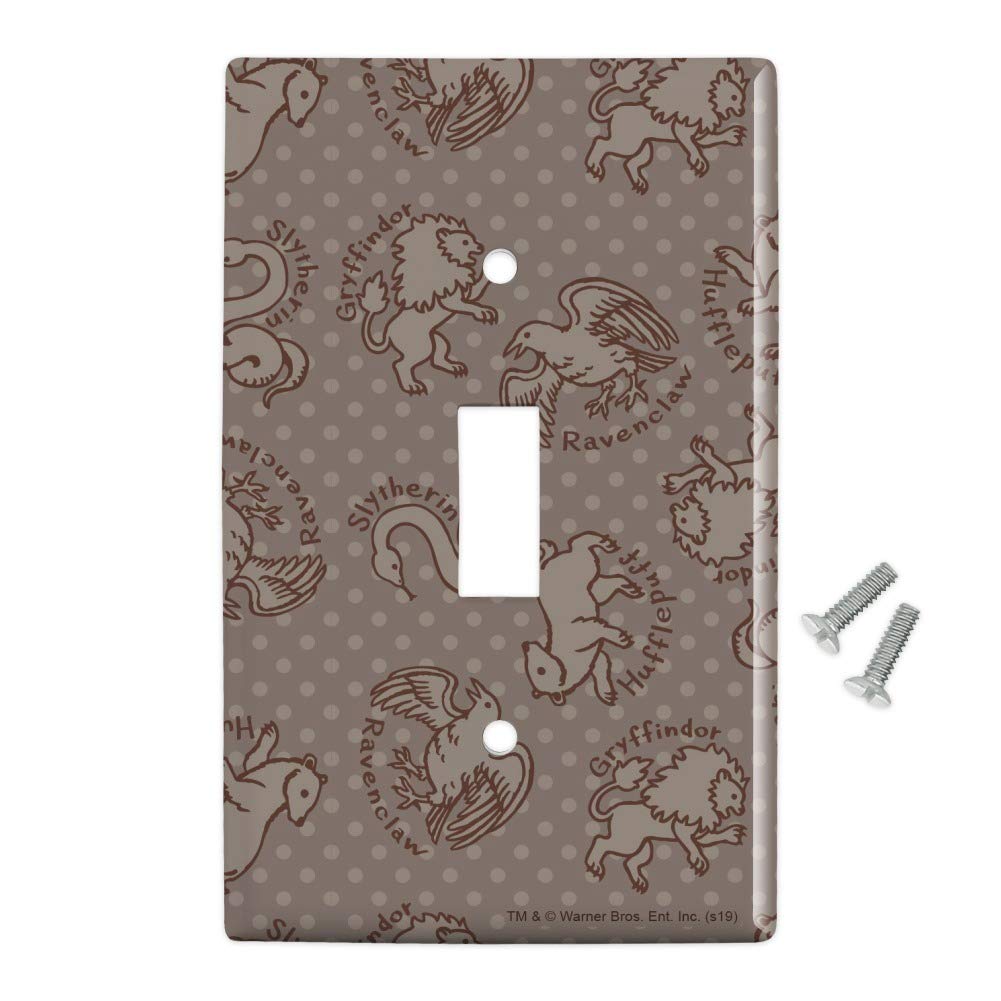 Harry Potter House Animal Pattern Plastic Wall Decor Light Switch Plate Cover - Gryffindor, Hufflepuff, Ravenclaw, Slytherin - Perfect for Bedroom, Nursery, Dorm Room Decor