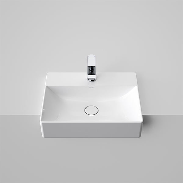 Caroma Urbane II Semi Recessed Basin - Modern Bathroom Sink for Small Spaces, Wall Mounted Vanity with Overflow, Ideal for Powder Rooms & Guest Bathrooms