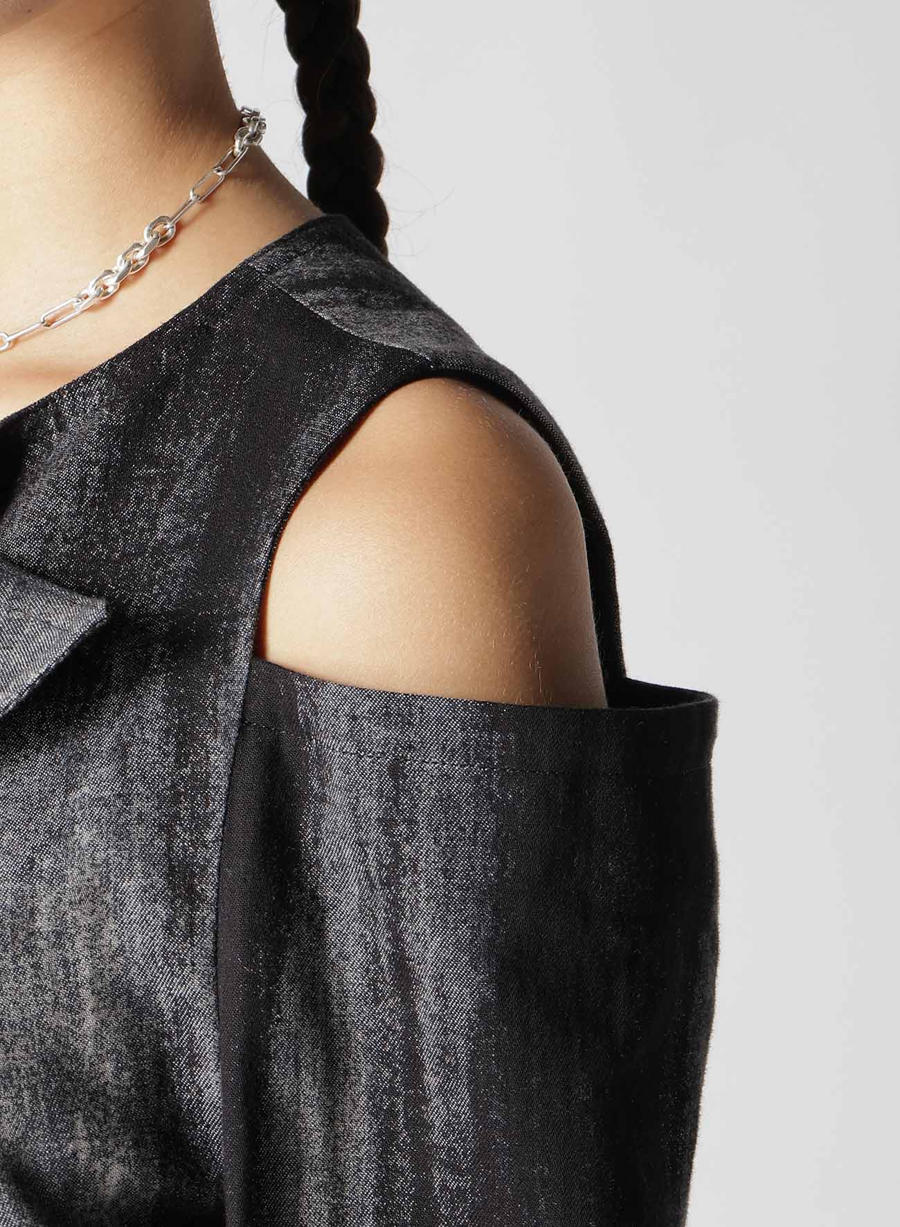 DISCHARGE PT Denim Open Shoulder Dress - Stylish Casual Summer Dress for Women, Perfect for Beach, Parties & Date Nights
