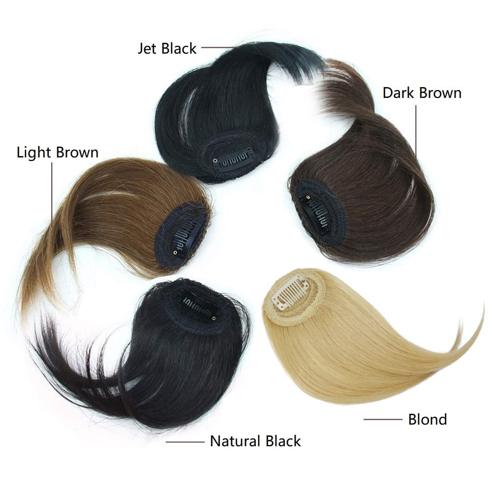 DSOAR Clip-In Real Human Hair Side Bangs - Natural Straight Fringe Hair Extensions for Women (Blonde/613#) - Perfect for Daily Wear, Cosplay & Hairstyle Transformations