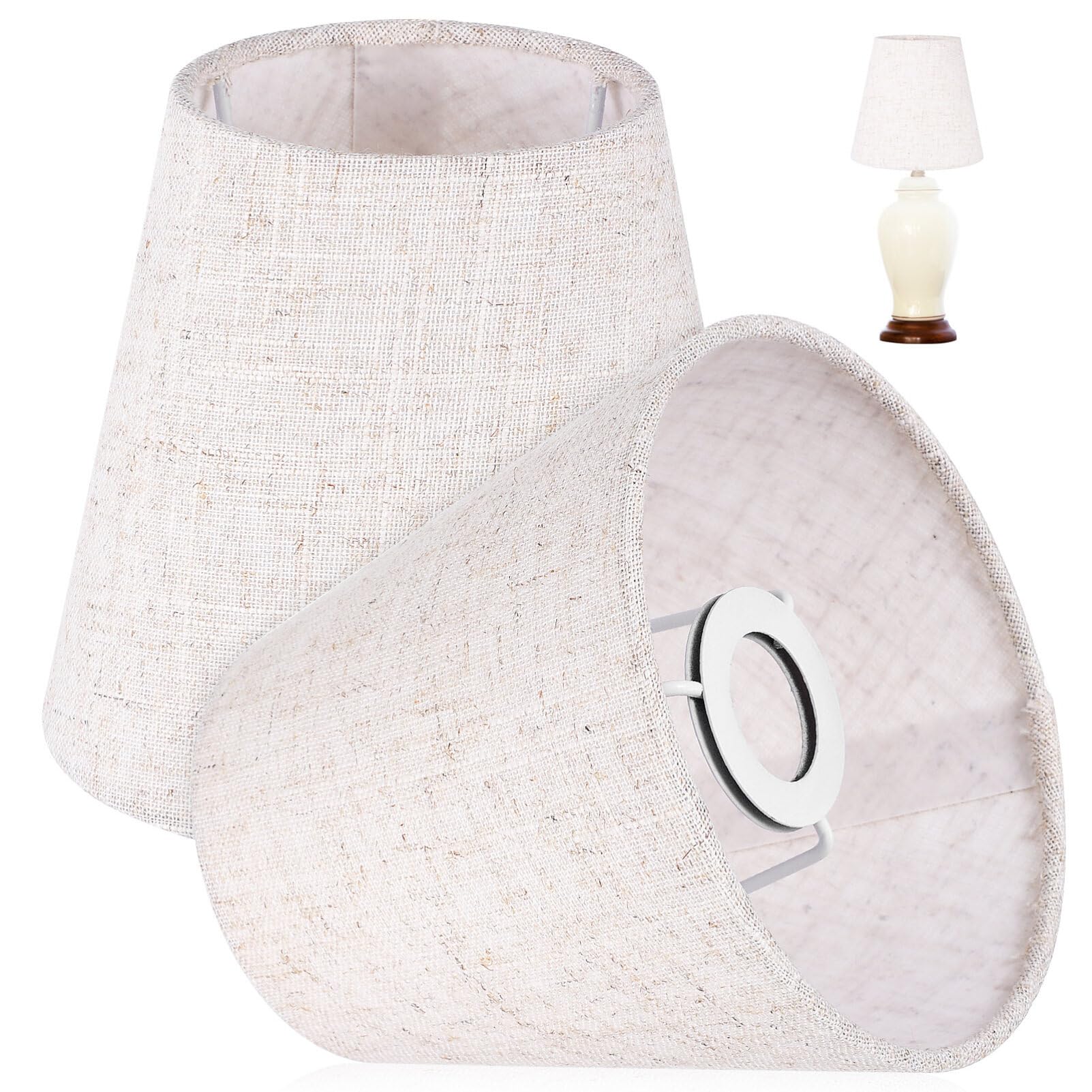 2-Pack Natural Linen Lampshade Covers - Breathable Fabric Lamp Shades for Table, Wall & Floor Lights | Perfect for Living Room, Bedroom & Office Decor