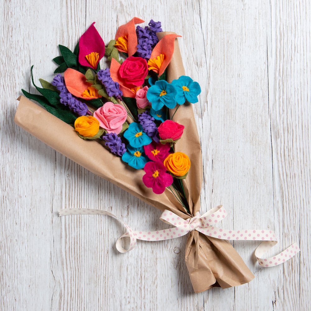 DIY Felt Flower Bouquet Craft Kit - Handmade Floral Arrangement for Home Decor, Wedding Centerpieces & Gift Giving