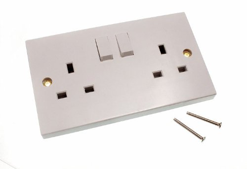 20-Pack Heavy Duty 13 Amp Double Wall Socket with Switch - 2 Gang Electrical Outlet for Home, Office & Workshop Use