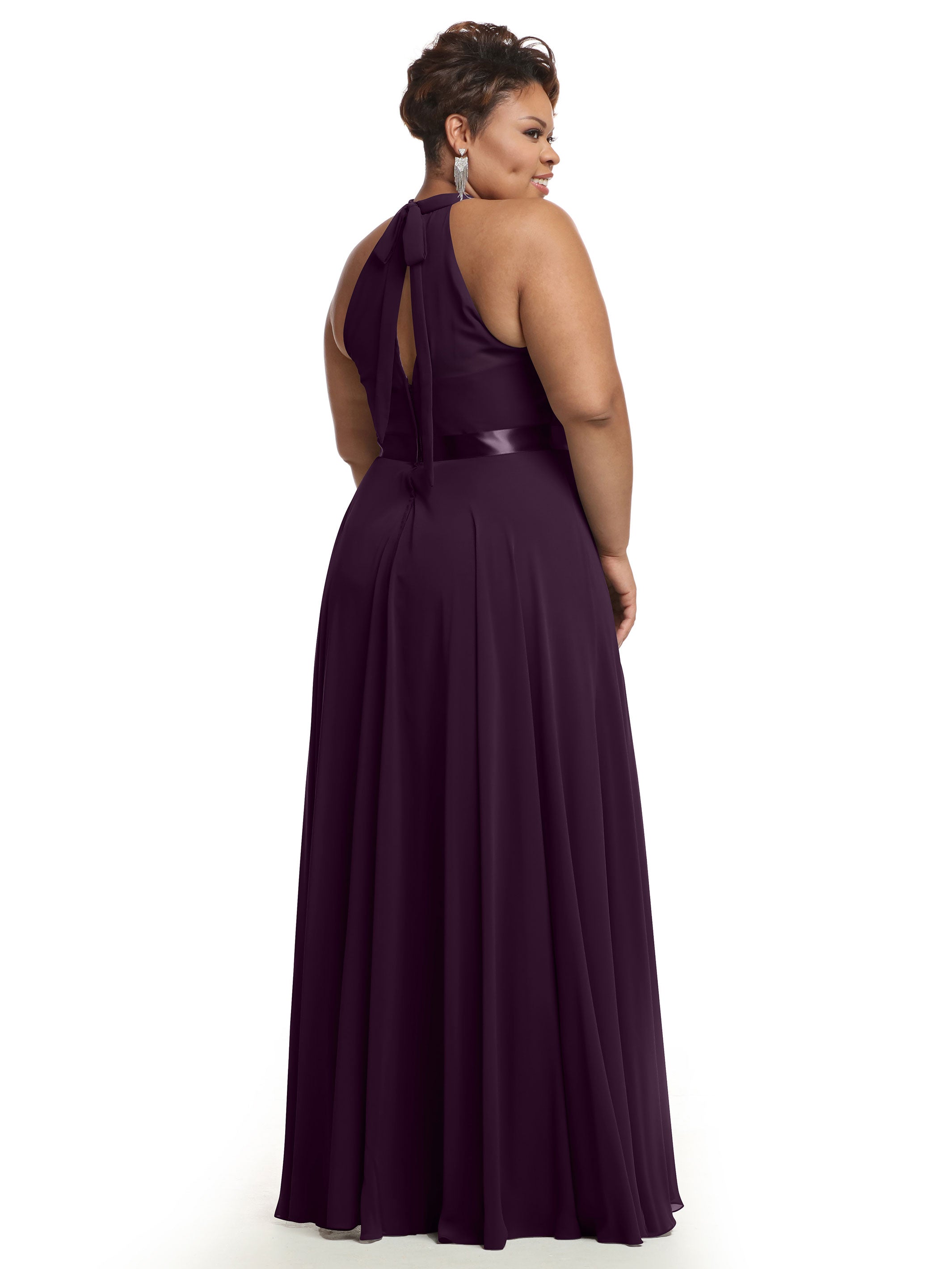Elegant A-Line Chiffon Bridesmaid Dress with Halter Neckline - Perfect for Weddings, Formal Events & Special Occasions