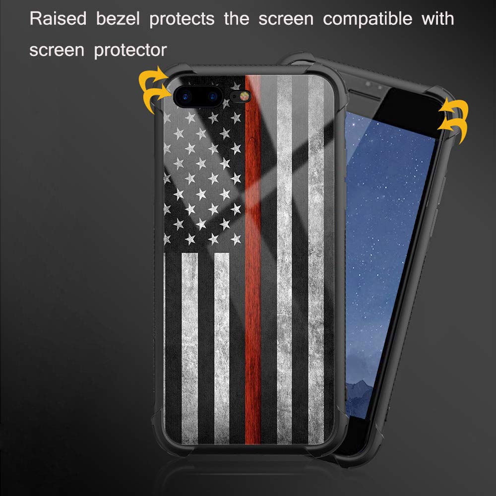 CARLOCA iPhone 8 Case with American Flag Design - Shockproof Hard Cover Compatible with iPhone 7/8/SE 2020 (Black & Red) | Perfect for Men & Boys | Anti-Scratch Protection for Daily Use, Work & Outdoor Activities