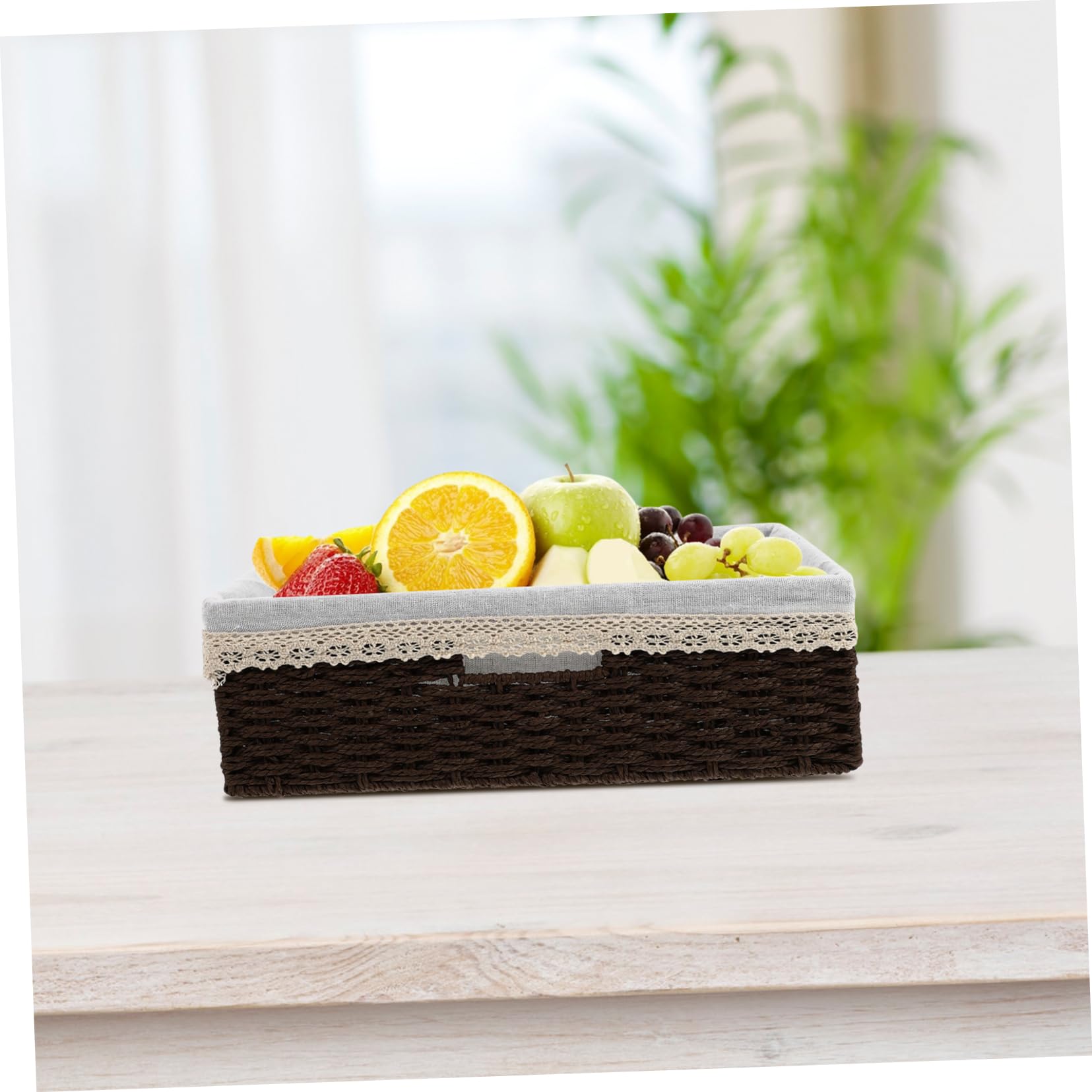 Elegant Woven Basket Liner for Desktop Storage - Organize Snacks, Fruits & Office Supplies - Perfect for Home, Office & Kitchen Organization