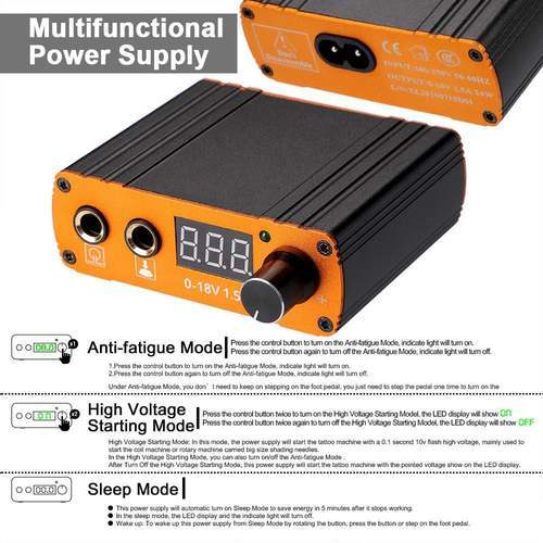 Professional 6-Piece Complete Tattoo Kit with Rotary Pen, LED Power Supply & Foot Pedal - Perfect for Beginners and Artists - Home & Studio Tattooing
