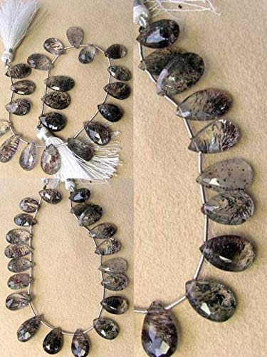 Cacoxenite Quartz Faceted Briolette Beads Strand - 15 Inch Gemstone Beads for Jewelry Making, DIY Necklace, Bracelet & Earrings - Healing Crystal for Spiritual Energy & Chakra Balancing
