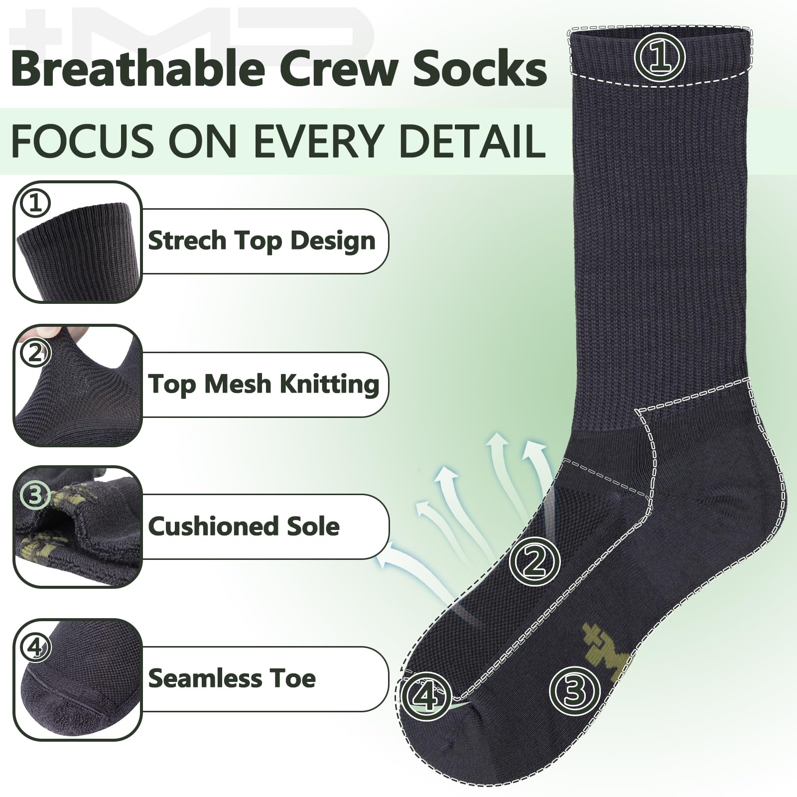 Premium 6-Pair Men's Bamboo Viscose Dress Socks - Soft Cushioned Crew Socks with Odor Control (Black & White) - Perfect for Business, Office & Formal Occasions
