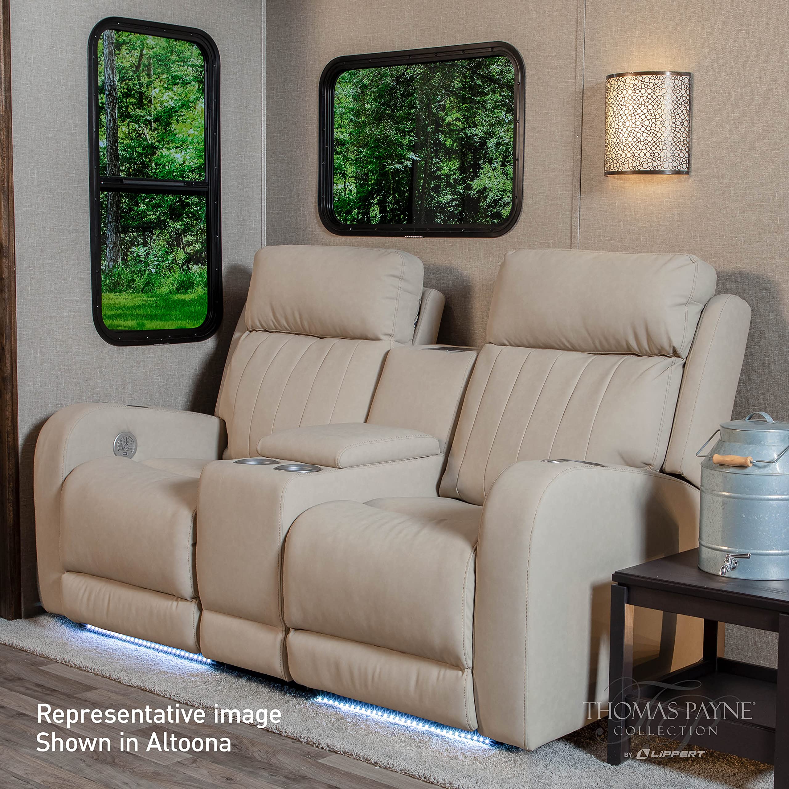 Thomas Payne Seismic Series Theater Seating with Center Console for 5th Wheel RVs, Travel Trailers & Motorhomes – Premium RV Furniture for Home Theater & Entertainment in Altoona