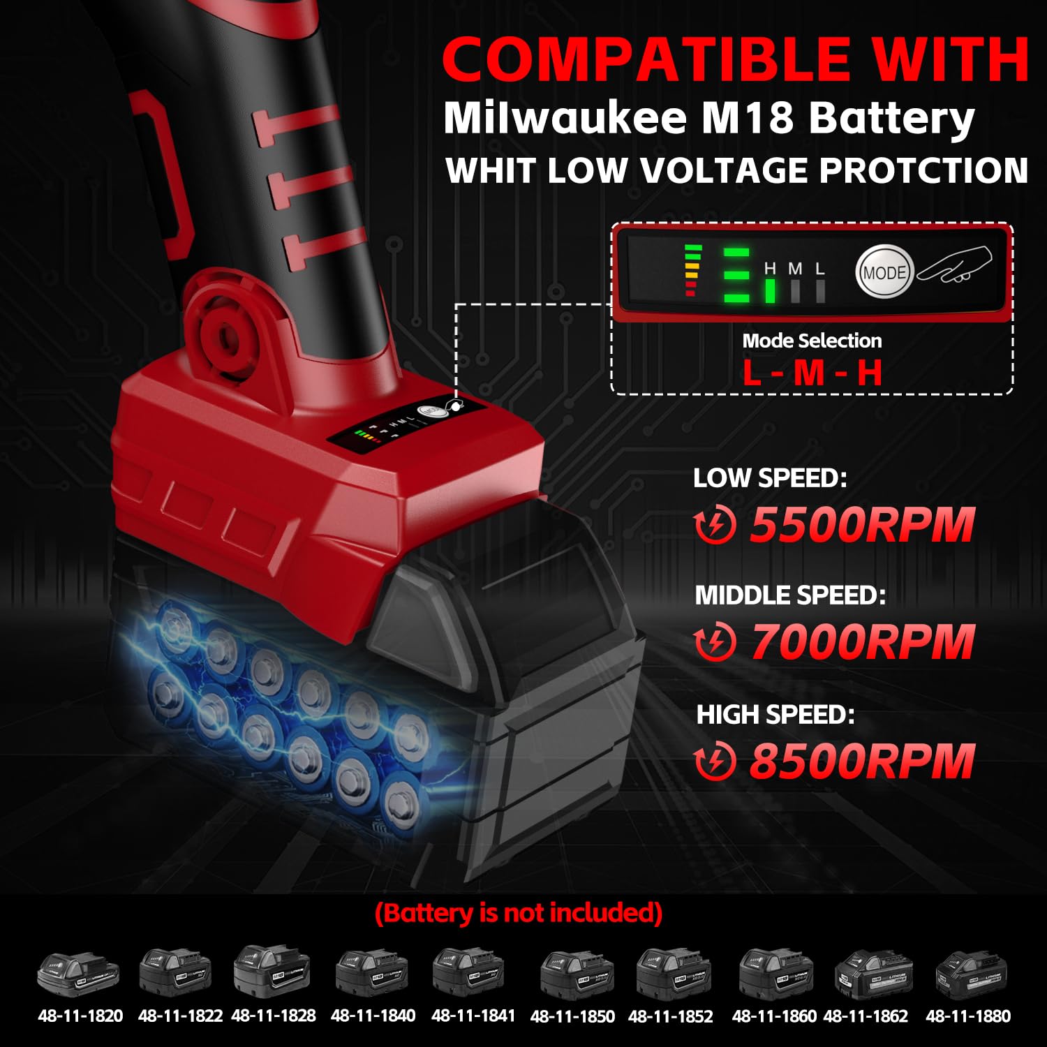 Milwaukee M18 Cordless Angle Grinder - 3 Speed Adjustable Brushless Motor, 8500 RPM, 5/8''-11 Spindle, Compatible with 4-1/2'' Wheels for Cutting & Grinding (Battery Not Included) - Perfect for Metalworking, Woodworking & DIY Projects