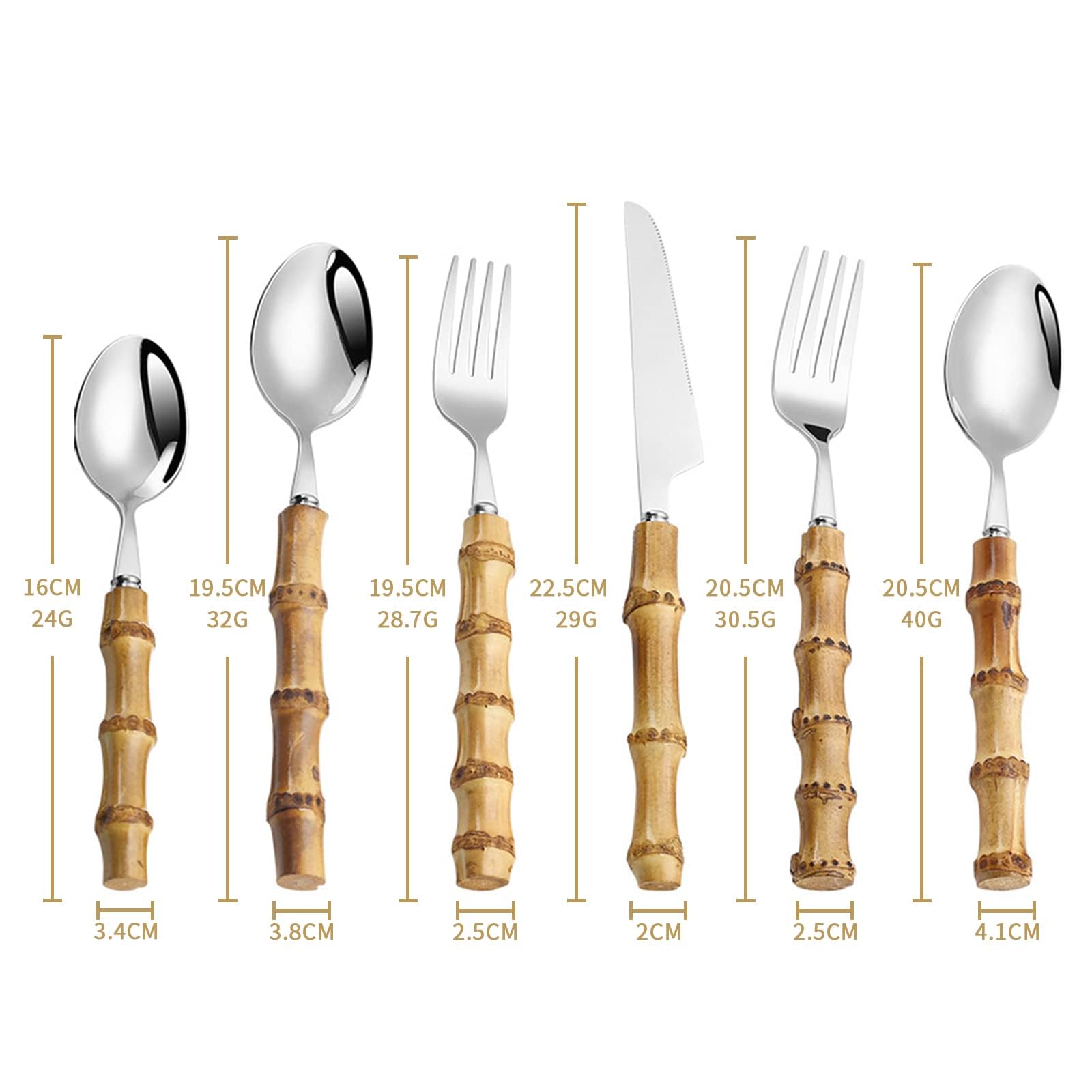 90-Piece Bamboo Handle Stainless Steel Cutlery Set - 18/8 Dishwasher Safe Flatware for 18 People | Eco-Friendly Kitchen Utensils for Dinner Parties, Weddings & Everyday Use