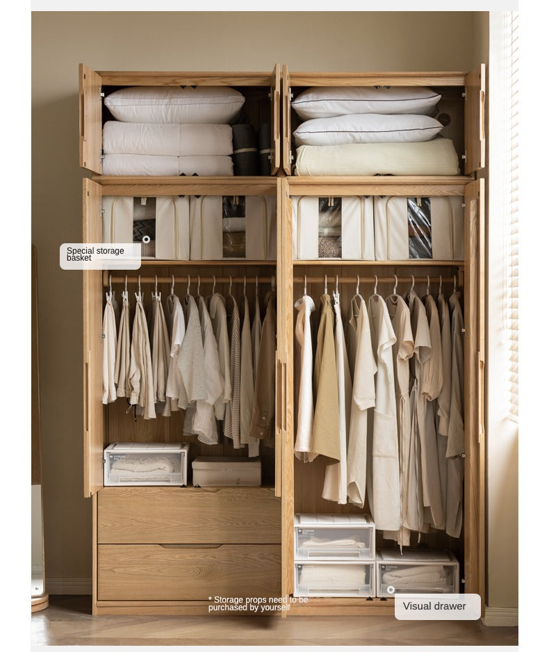 Solid Oak Wood Wardrobe - Spacious Storage for Bedroom, Closet & Home Organization | Durable & Stylish Furniture for Modern Living Spaces