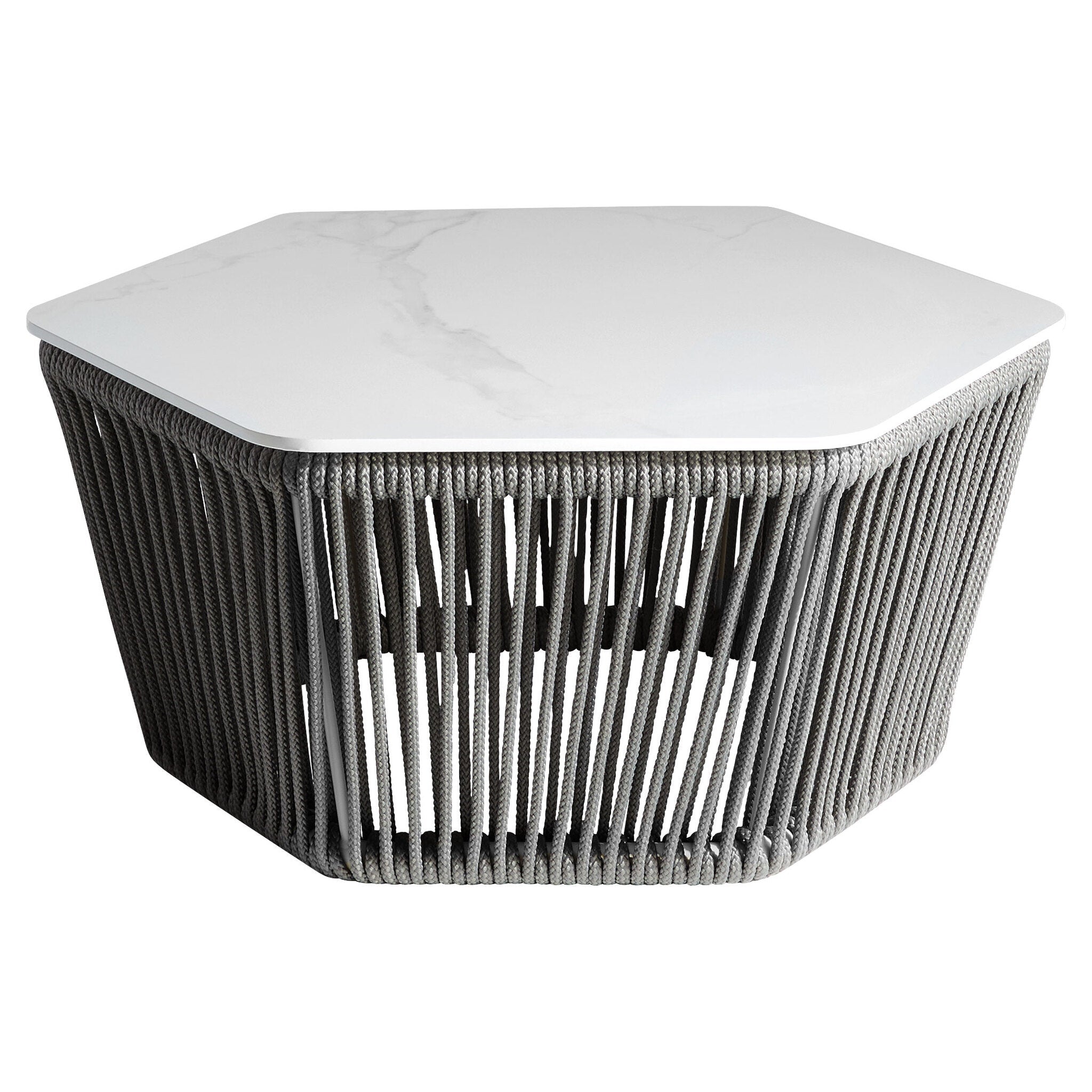 Hexagon Coffee Table - Modern White and Grey Side Table for Living Room, Bedroom, or Office | Stylish Home Decor by Cyan Design 11821