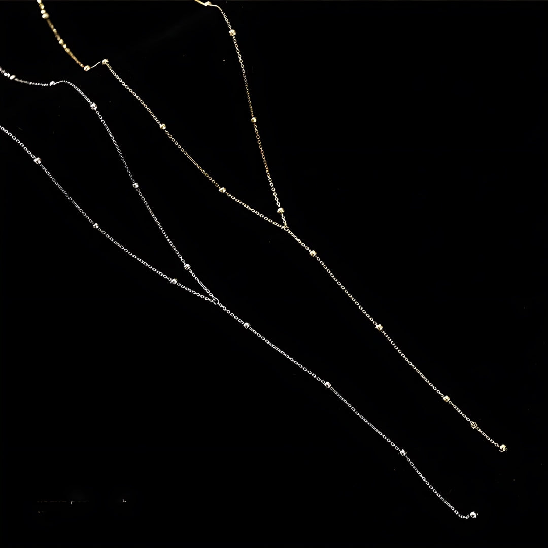 Dainty Satellite Lariat Chain Y Necklace | HN2475 | Elegant Layering Necklace for Women, Perfect for Everyday Wear, Date Nights & Special Occasions
