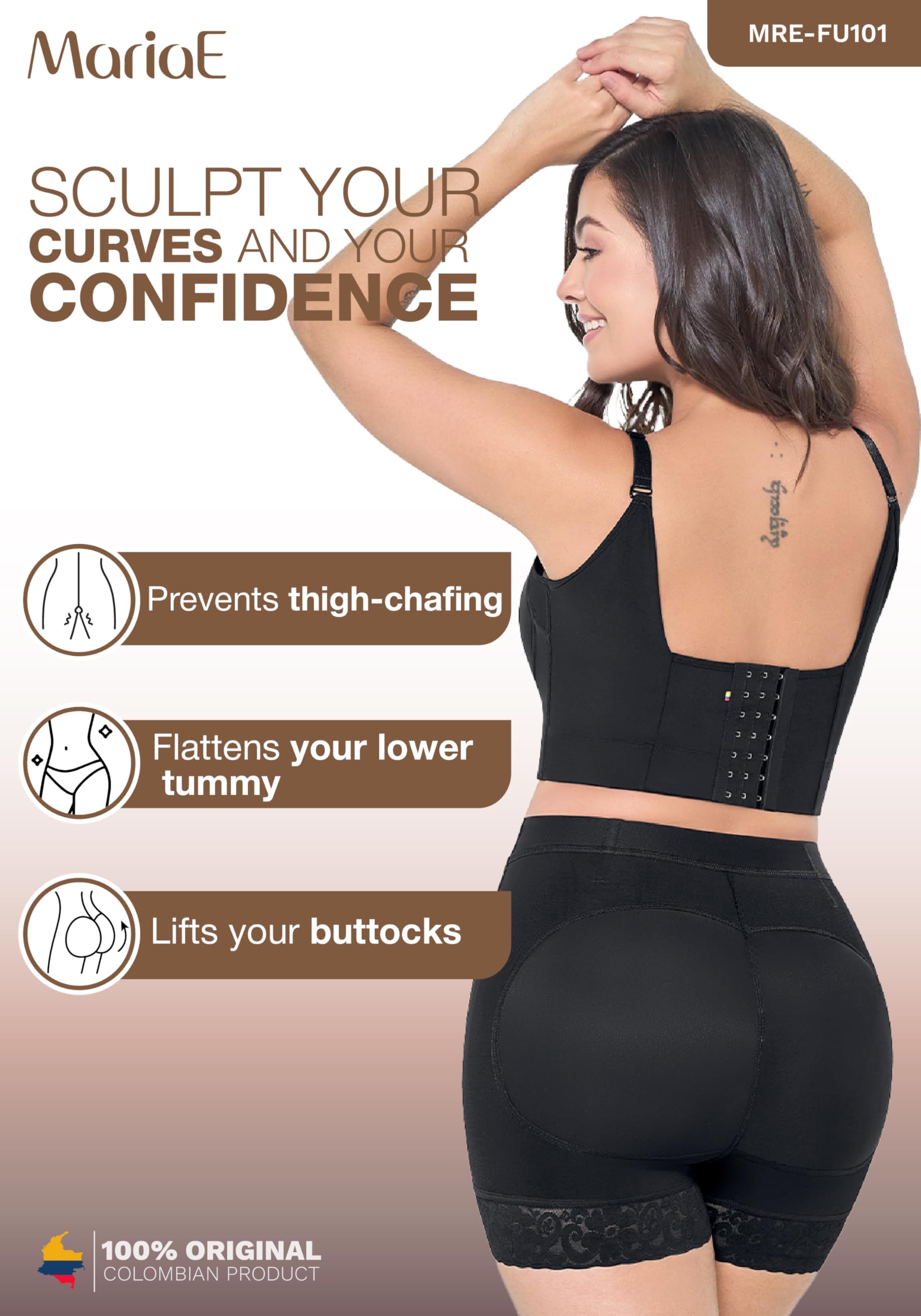 MARIAE Colombian Compression Shorts for Women – High Waist Slimming Shapewear for Workout & Everyday Wear | Fajas Colombianas Postpartum & Tummy Control