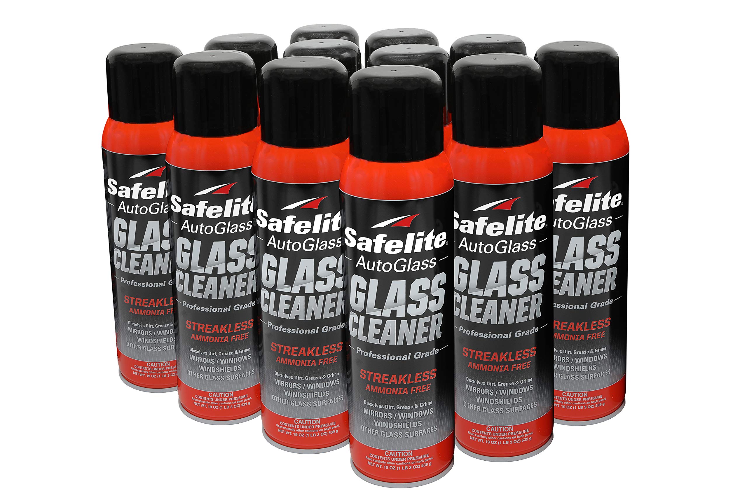 Safelite Glass Cleaner - 19 oz (12 Pack) - Streak-Free Window & Mirror Cleaner for Cars, Homes & Offices - Safe for Tinted Glass & Electronics