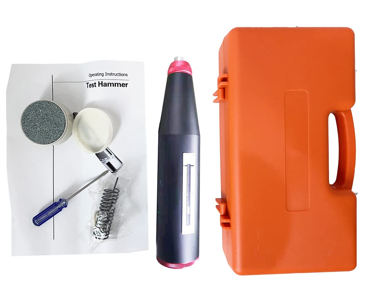 Professional Concrete Rebound Hammer Tester - Digital Concrete Strength Testing Device for Building Materials, Panels, Beams, Columns & Bridges - 20.0±0.2mm Pointer Length, 0.65±0.15N Friction - Perfect for Construction Quality Control & Structural Integrity Testing