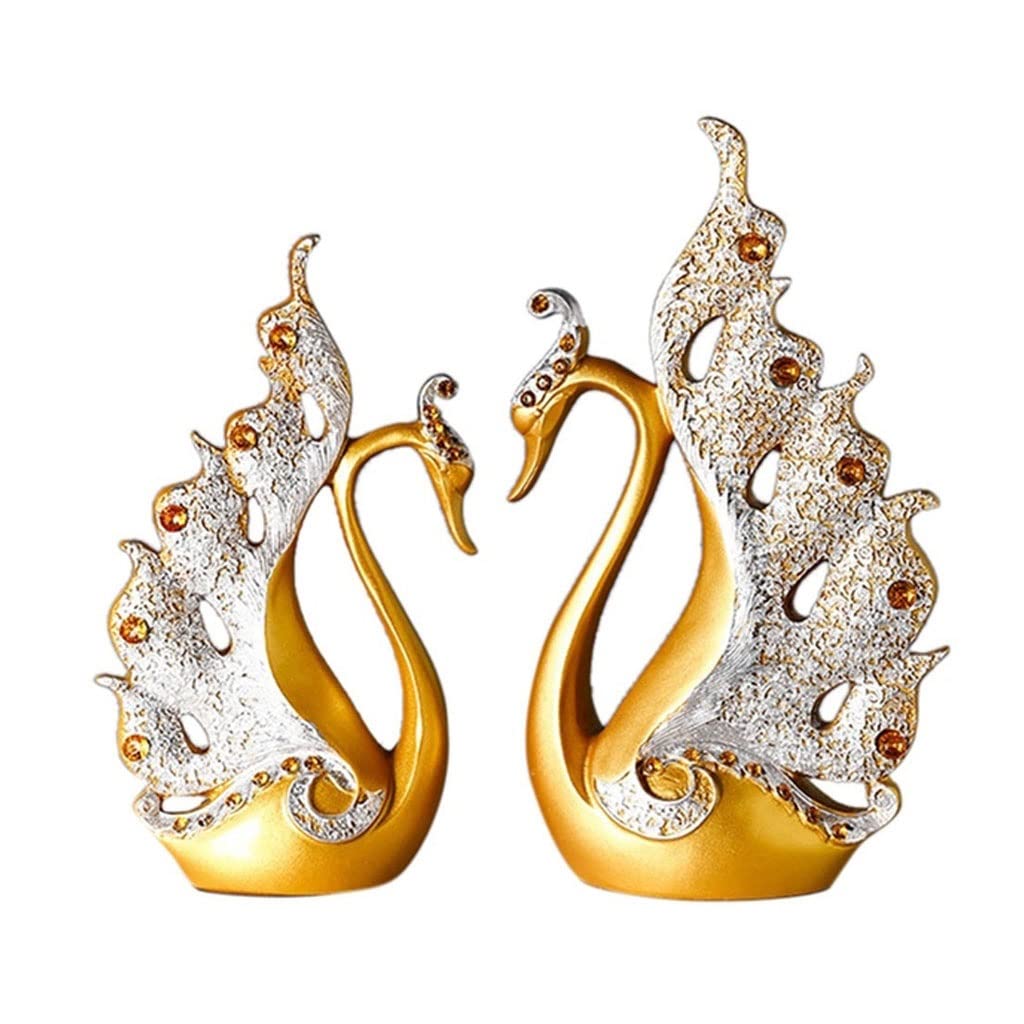 2Pcs Elegant Swan Couple Figurines - Romantic Home Decor for Living Room, Porch, Wedding Gifts - Perfect for Valentine's Day, Anniversary & Housewarming Presents