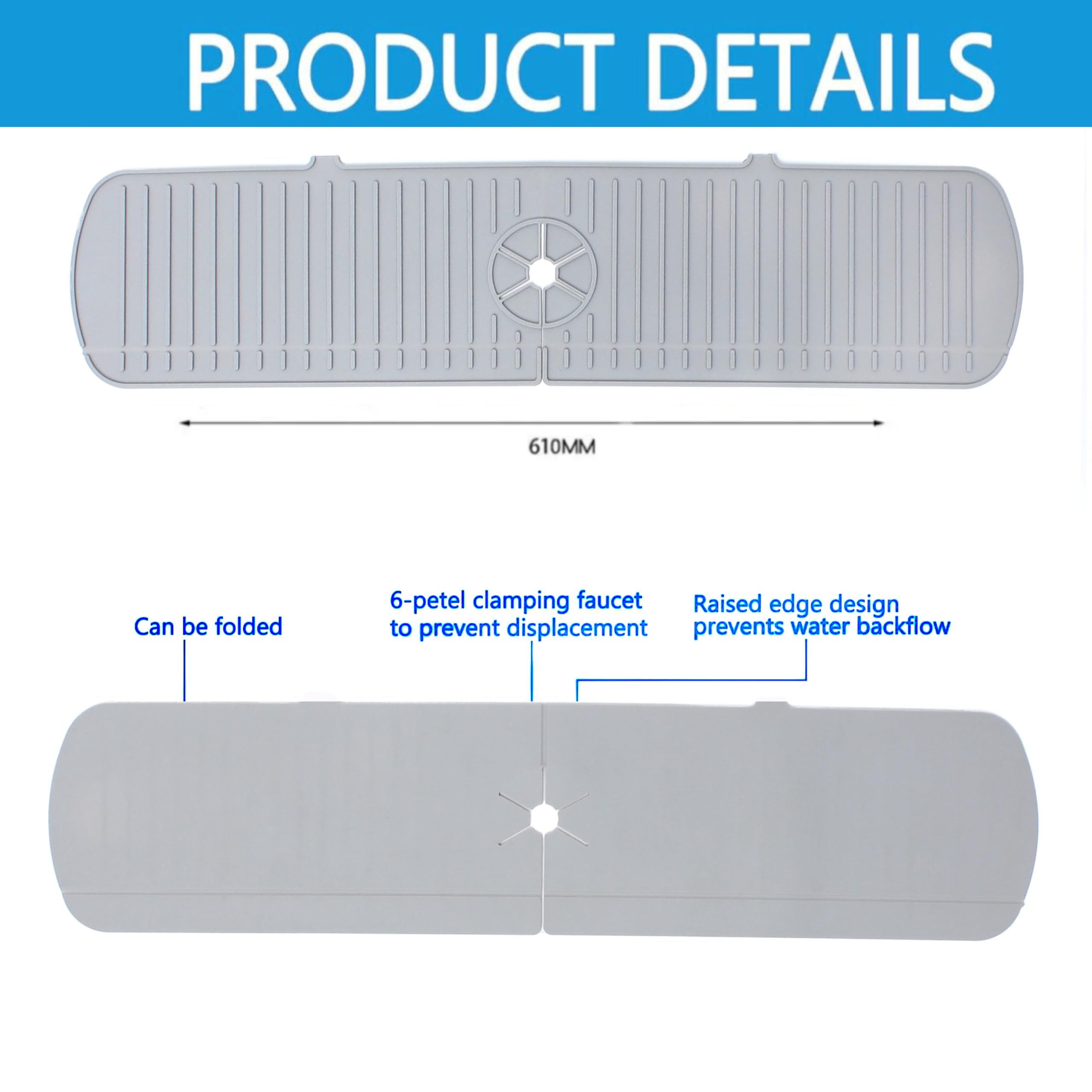 Non-Slip Silicone Faucet Mat for Kitchen Sink - 24