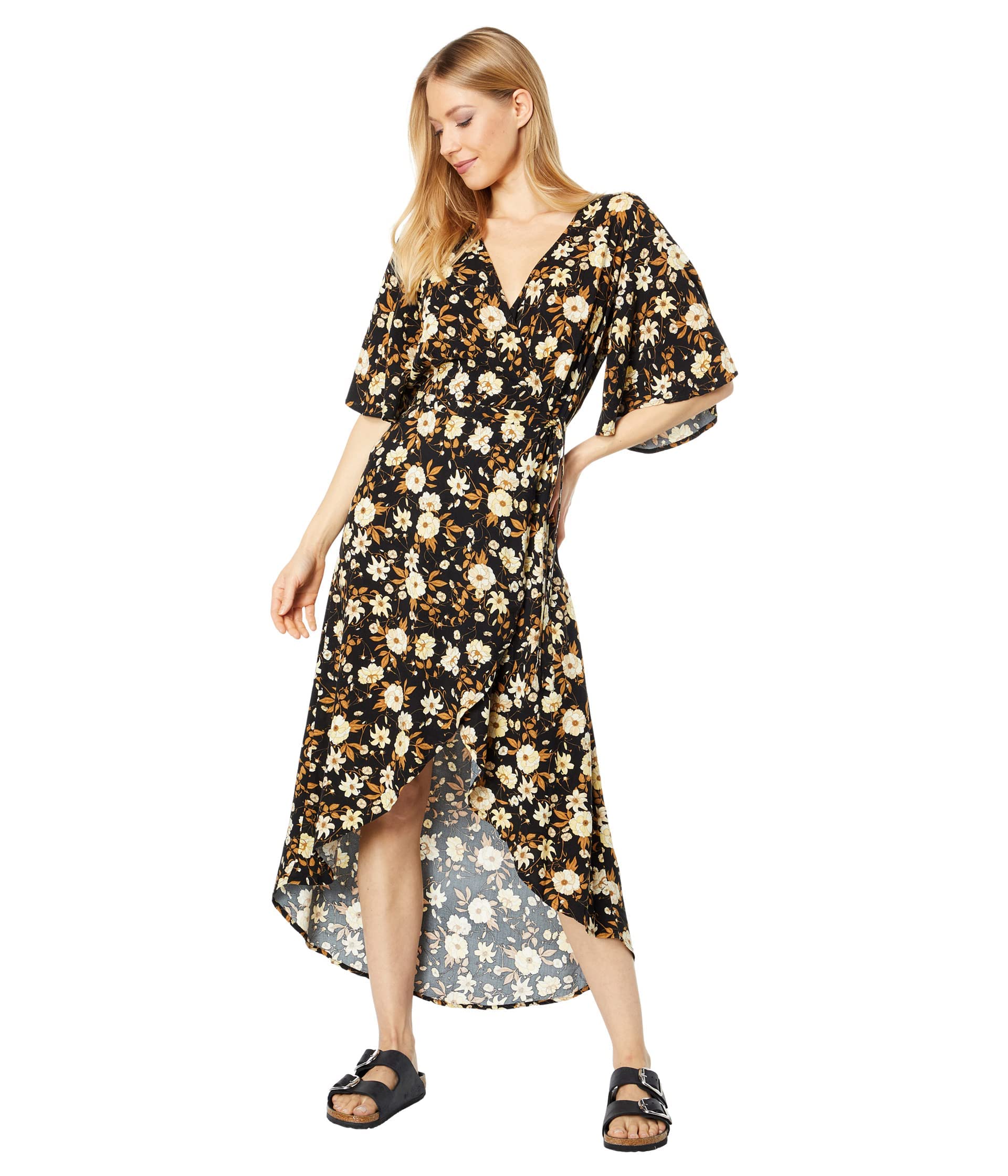 Rip Curl Sunset Haze Wrap Dress - Women's Floral Boho Beach Cover Up Dress for Summer Vacation, Pool Party & Casual Outings