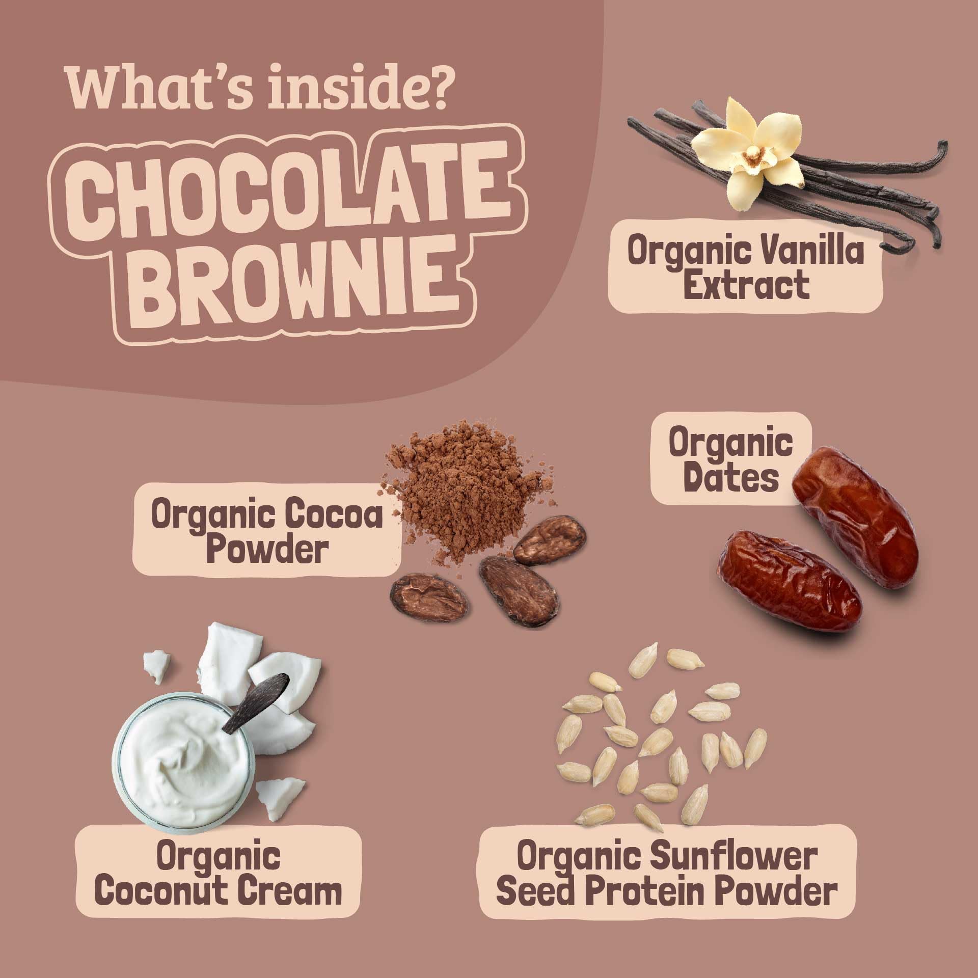 Organic Chocolate Brownie Kids Snack Bars (18 Pack) - Healthy Vegan & Paleo School Snacks - Gluten Free, Dairy Free, No Refined Sugar - Perfect for Lunch Boxes, After School Treats & On-the-Go Snacking