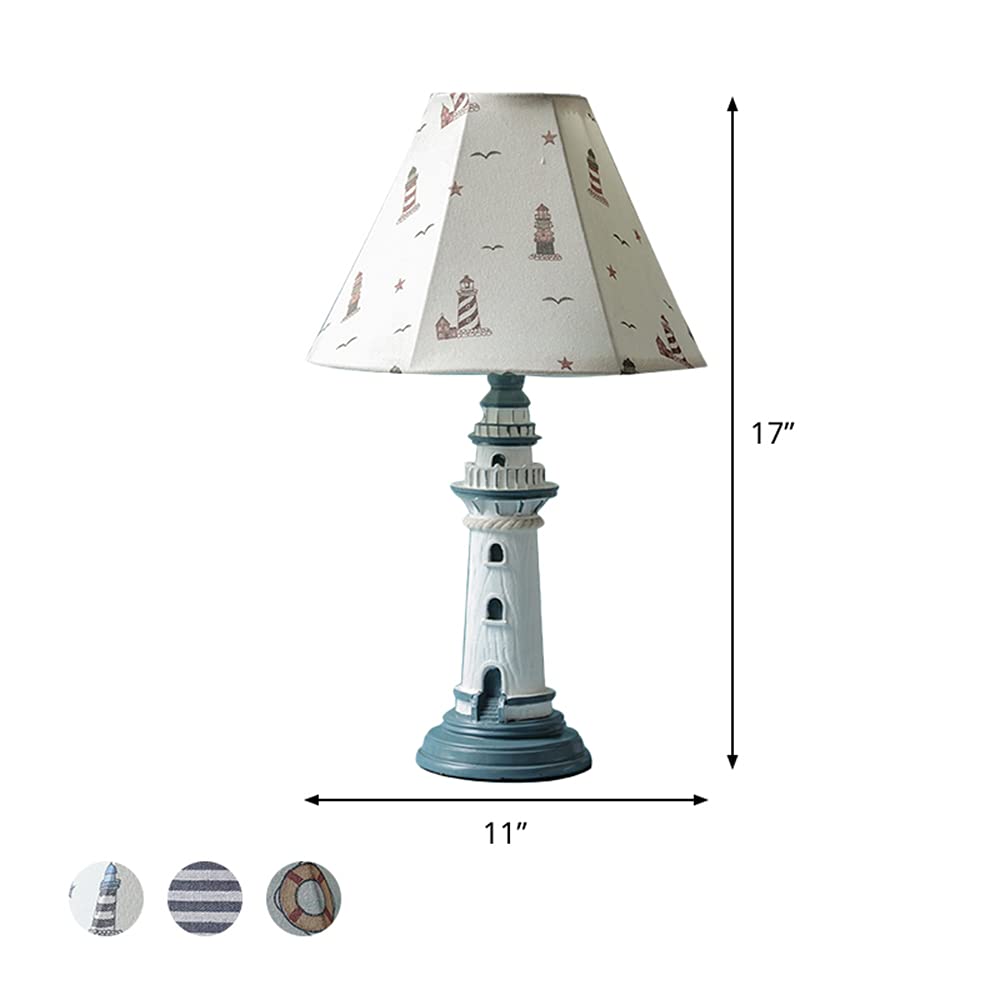 KWOKING Nautical Sailboat Night Light - LED Table Lamp with Fabric Bell Shade, Kids Bedside Lamp for Bedroom, Nursery & Dorm Room | Beach Themed Home Decor, Perfect for Coastal Living Rooms & Children's Bedtime