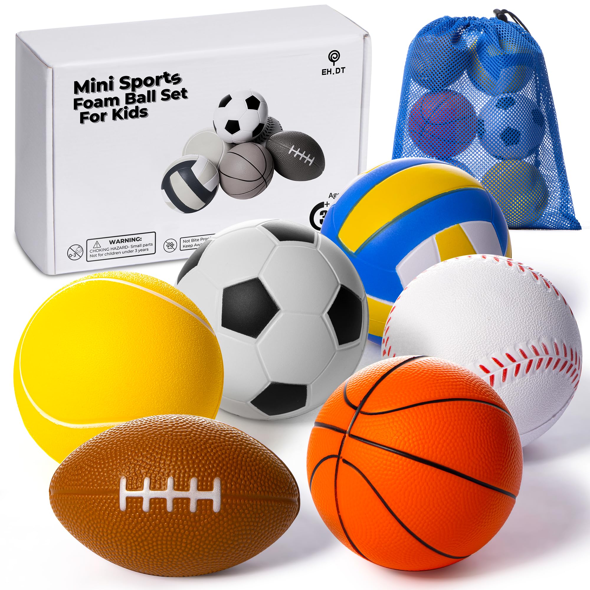 6-Piece Mini Sports Foam Ball Set for Kids - Soft Football, Basketball, Baseball & Volleyball - Safe Toddler Toys for Indoor Play, Learning & Backyard Games | Perfect for Preschool Playtime, Birthday Gifts & Daycare Activities