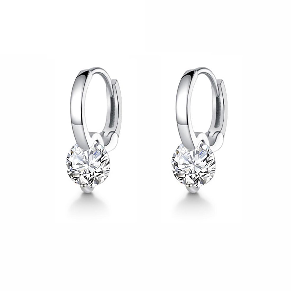 SLUYNZ Sterling Silver Cubic Zirconia Hoop Earrings for Women & Teens - Minimalist Huggie Hoop Earrings for Everyday Wear, Parties & Gifts