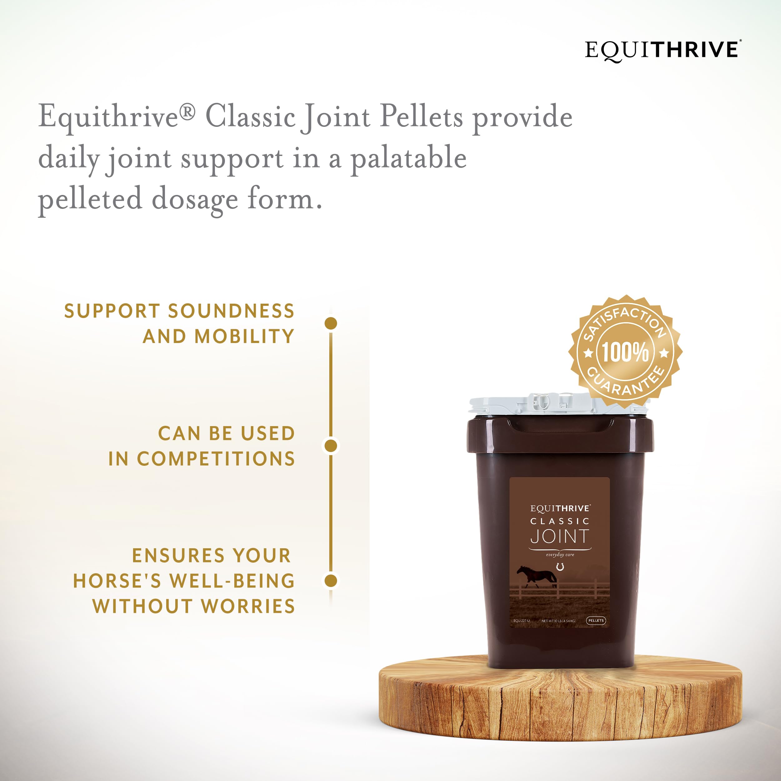 Equithrive Classic Joint Supplement Pellets for Horses - Glucosamine, Chondroitin, Hyaluronic Acid & MSM Formula - Supports Joint Health & Mobility for Senior & Active Horses (10 lb) - Ideal for Training, Recovery & Daily Joint Care