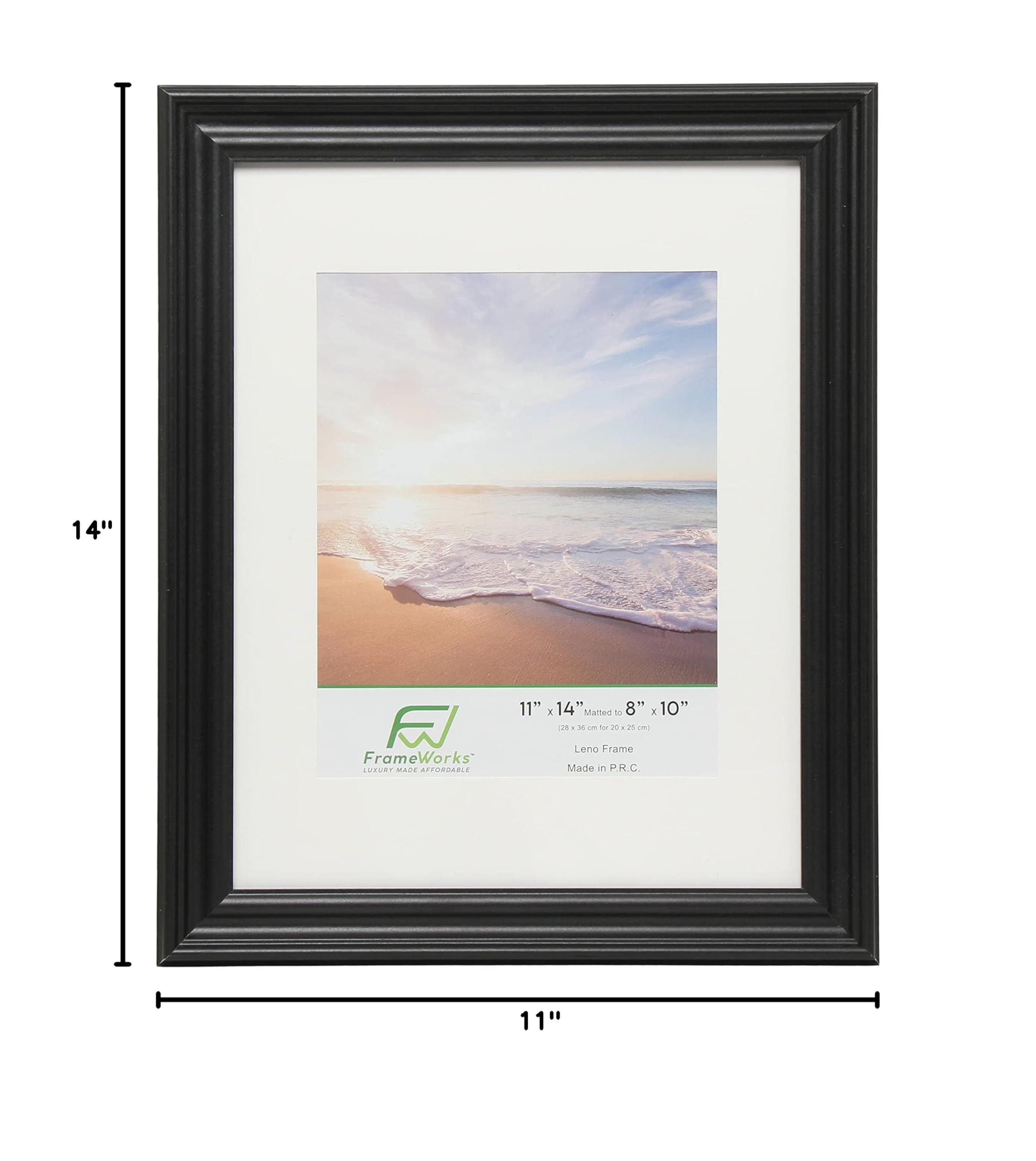 FrameWorks - 2-Pack 11” x 14” Black Wooden Picture Frames with 8