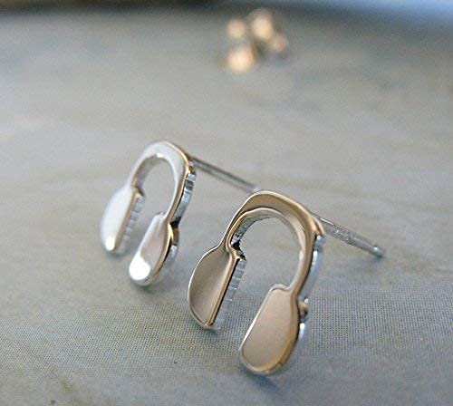 Polished Sterling Silver Headphones Stud Earrings - Handmade in USA - Perfect for Music Lovers & Unique Gift Ideas