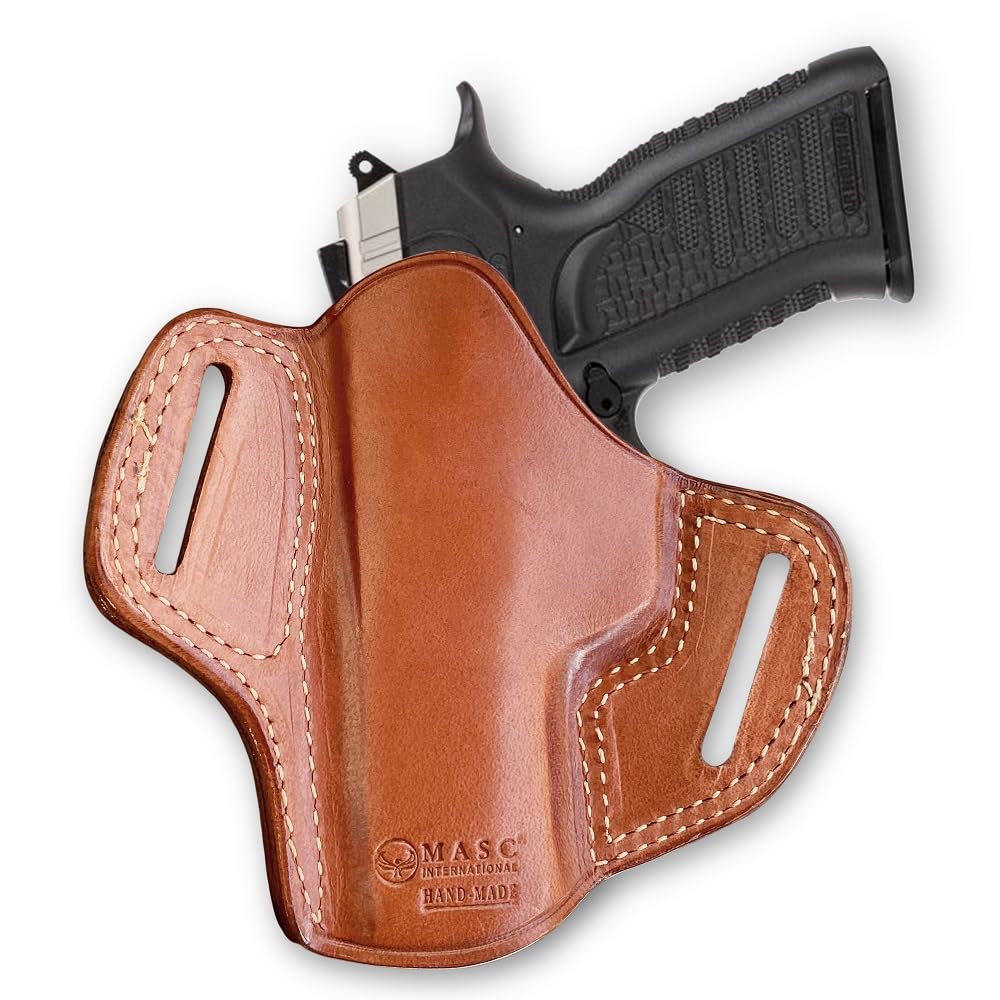 Premium Leather OWB Pancake Holster Open Top for EAA Witness Polymer Carry 9mm 3.6