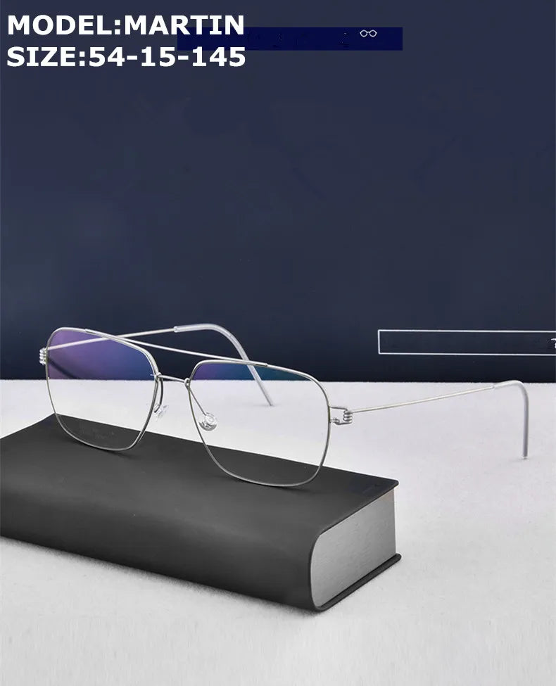Aimee Unisex Full Rim Square Double Bridge Titanium Eyeglasses 1554 - Lightweight Durable Frame for Men & Women - Perfect for Reading, Work, and Everyday Use