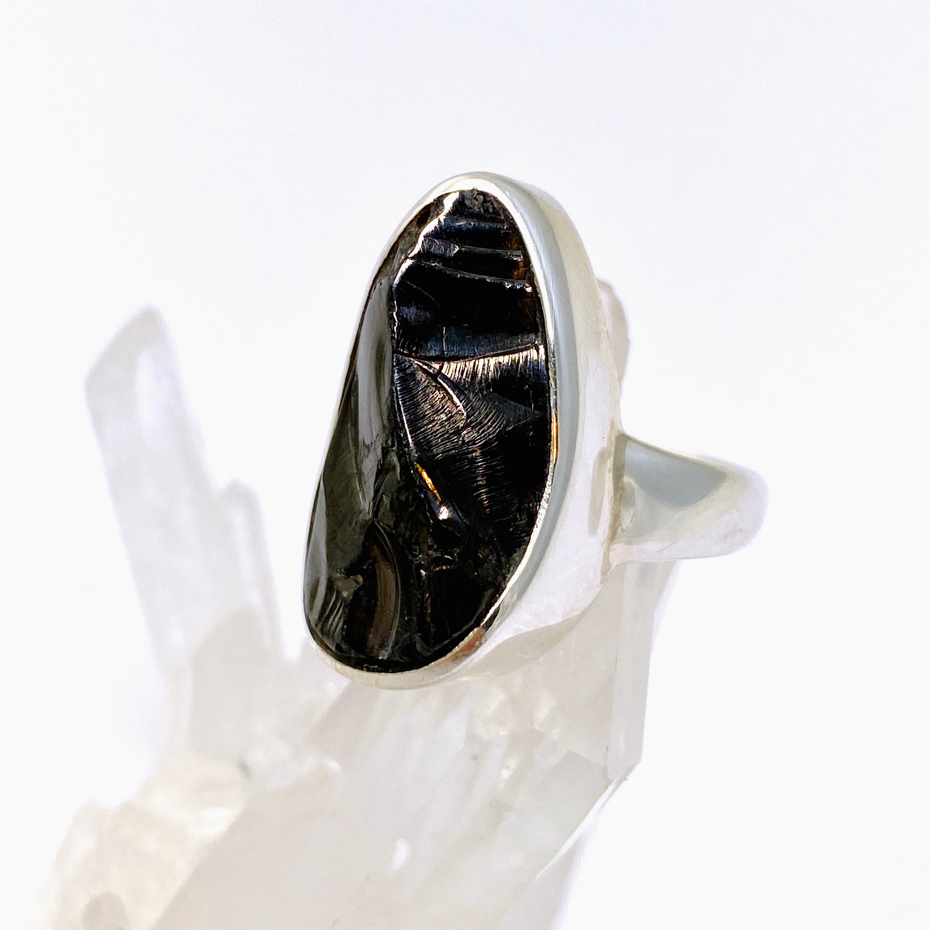 Shungite Teardrop Raw Ring Size 7 - Natural Black Stone Jewelry for Women - Perfect for Energy Protection, Meditation & Everyday Wear