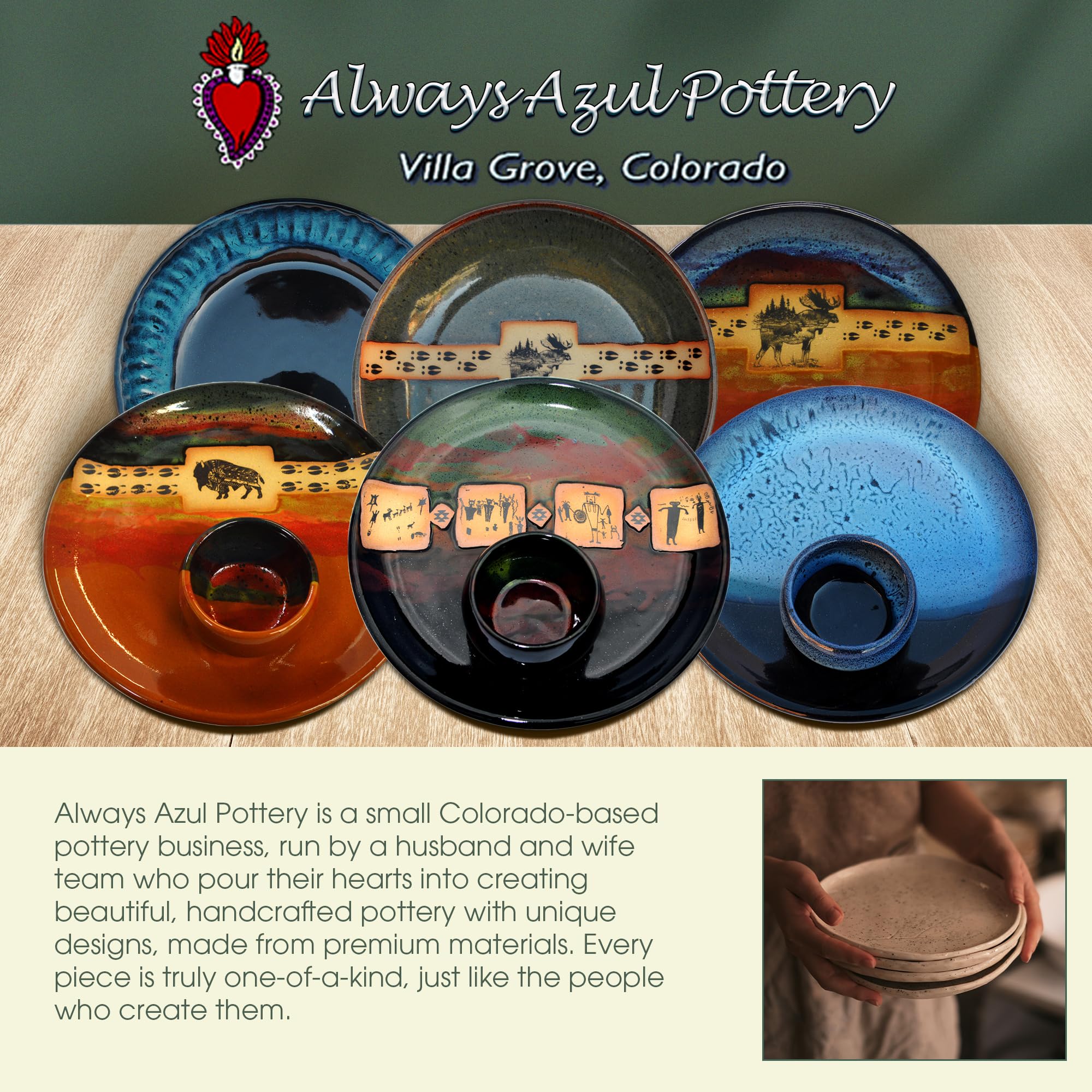 Handmade Ceramic Chip & Dip Platter - Mini Petroglyph Design - Perfect for Parties & Appetizers
