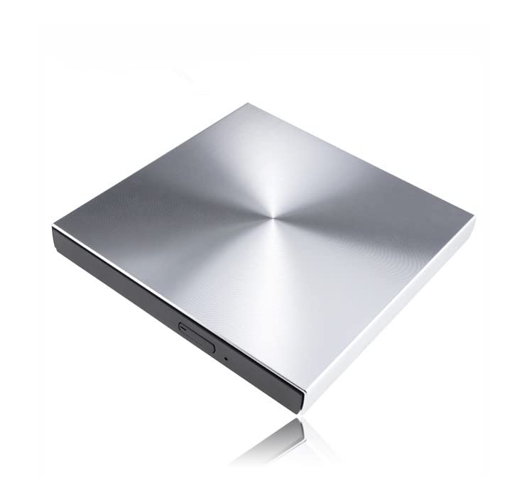 Junlucki USB 3.0 External DVD Burner - Slim Portable CD/DVD Drive for MacBook, Laptop & Windows PC - High-Speed Burning & Playback - Aluminum Alloy Design (Silver) - Perfect for Home Office, Travel & Media Backup