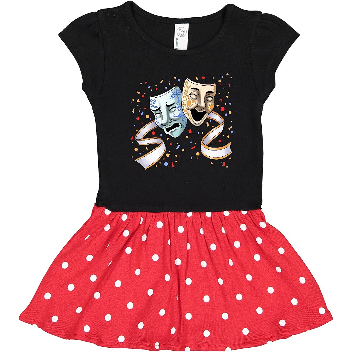 Inktastic Tragedy and Comedy Stage Masks Toddler Dress - Cute Theatrical Costume for Kids Halloween, School Play & Dress Up Party