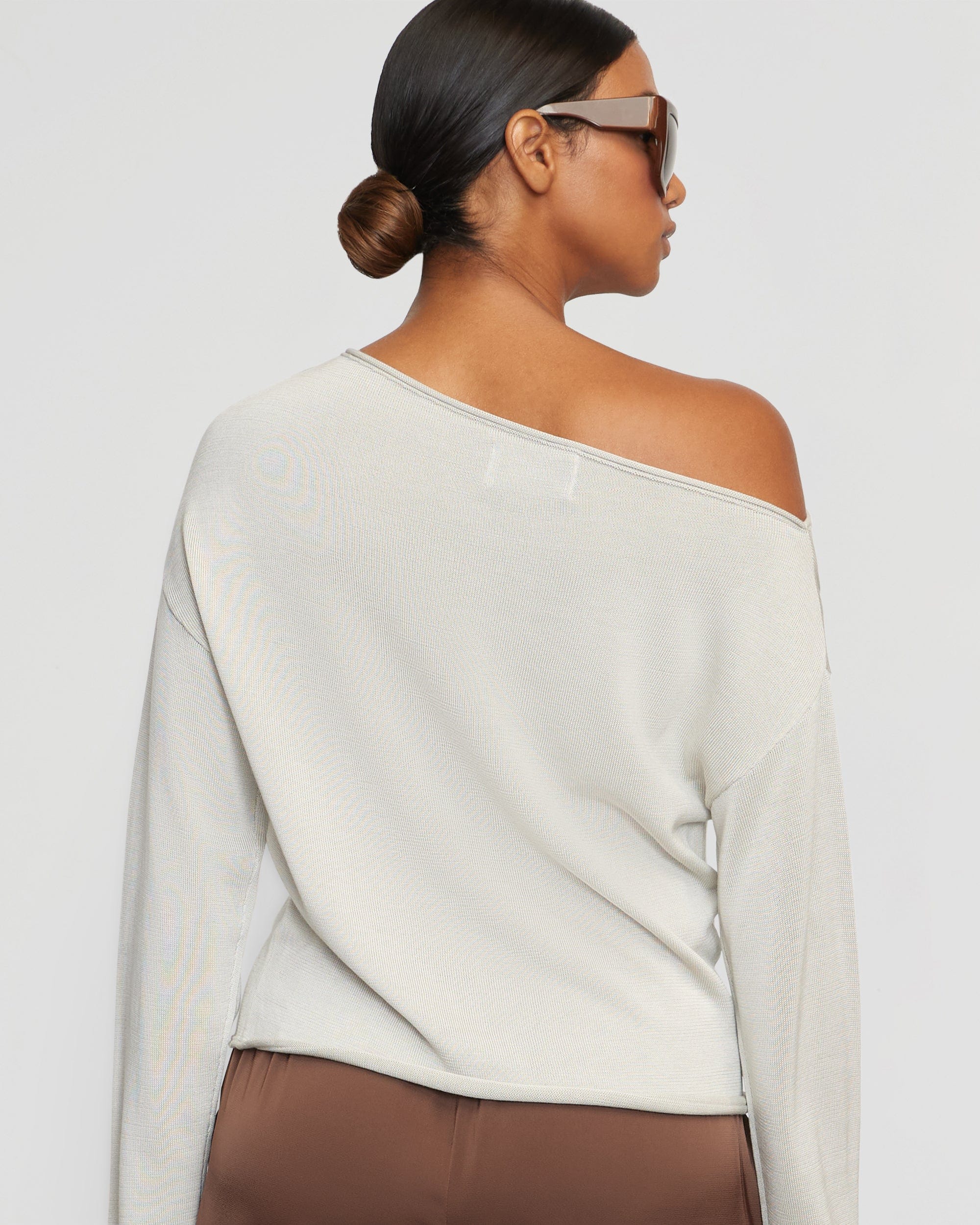 Hachi Women's Tencel Wool Blend Off-Shoulder Sweater - Soft Knit Pullover for Fall & Winter Fashion, Date Nights and Office Wear