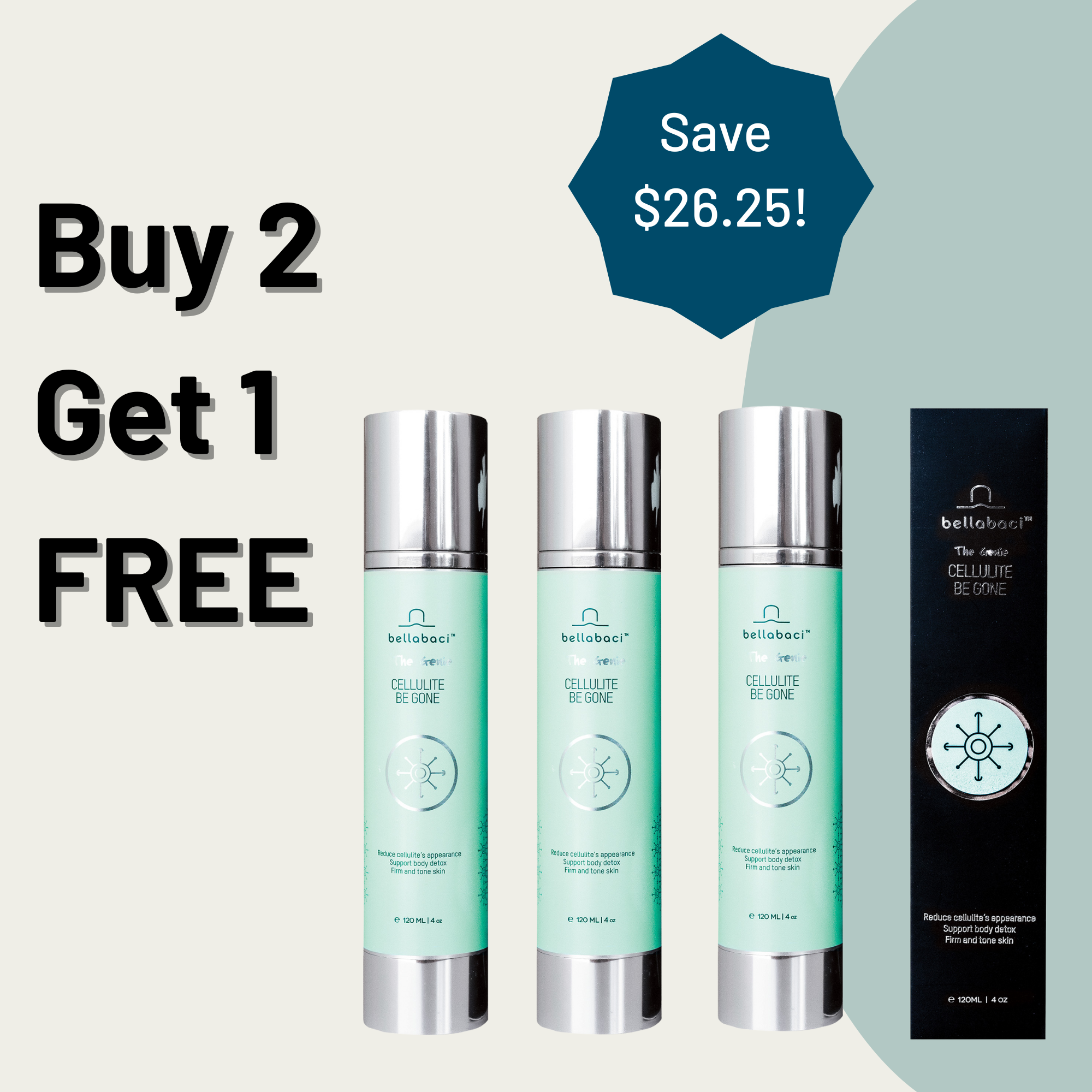 Bellabaci Cellulite Be Gone Genie Wellness Gel – Buy 2 Get 1 Free (4 fl oz) – Anti-Cellulite Treatment for Smooth Skin | Perfect for Post-Workout Recovery & Spa Days