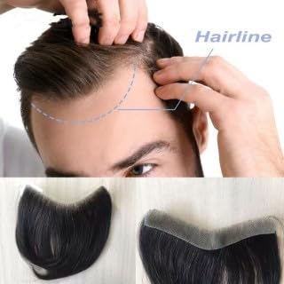 Premium AHS Men's Hair Patch for Baldness & Hair Loss | 100% Natural Human Hair Front Hair System | Receding Hairline Solution for Men & Boys | Straight Hair Patch for Daily Wear & Special Occasions (Pack of 1) | Perfect for Work, Dating & Social Events