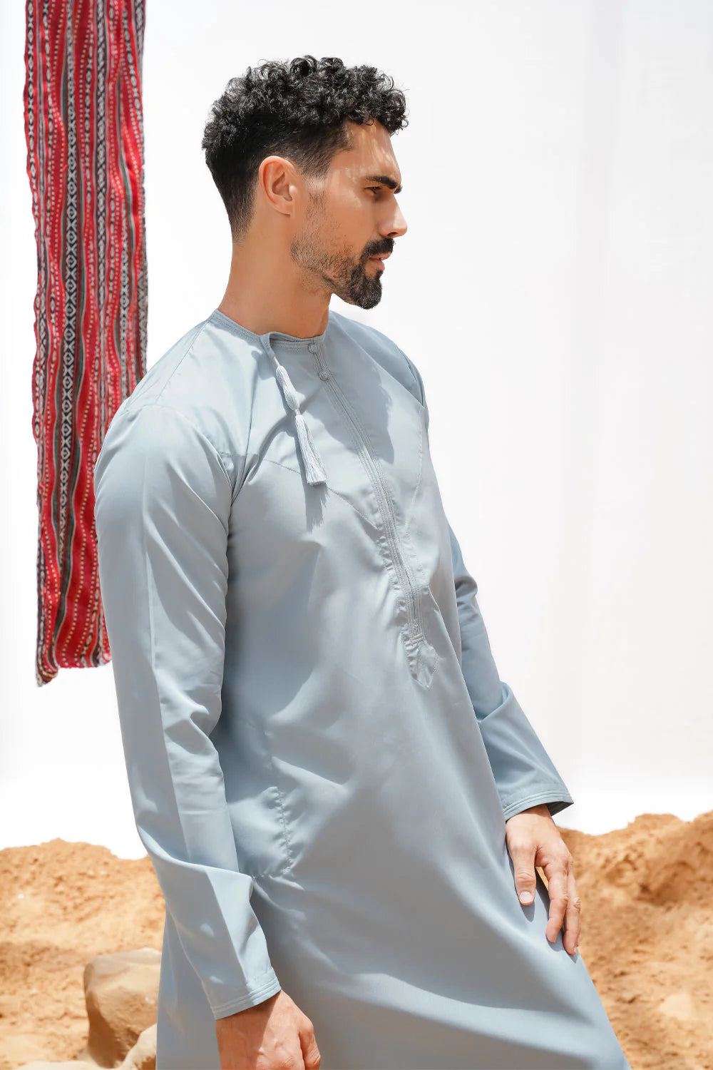Premium Faris Omani Thobe/Jubba for Men - Duck Egg Blue Traditional Arabic Robe - Perfect for Eid, Weddings & Special Occasions