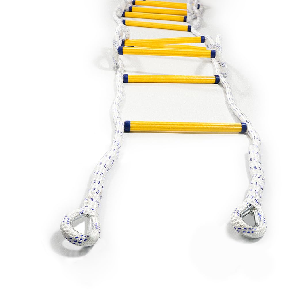 Aoneky 32 Ft Fire Escape Rope Ladder - Flame Resistant Emergency Safety Evacuation Ladder for Kids & Adults, 2-3 Story Fire Rescue Ladder - Perfect for Home, Apartment, Office & School Emergency Preparedness