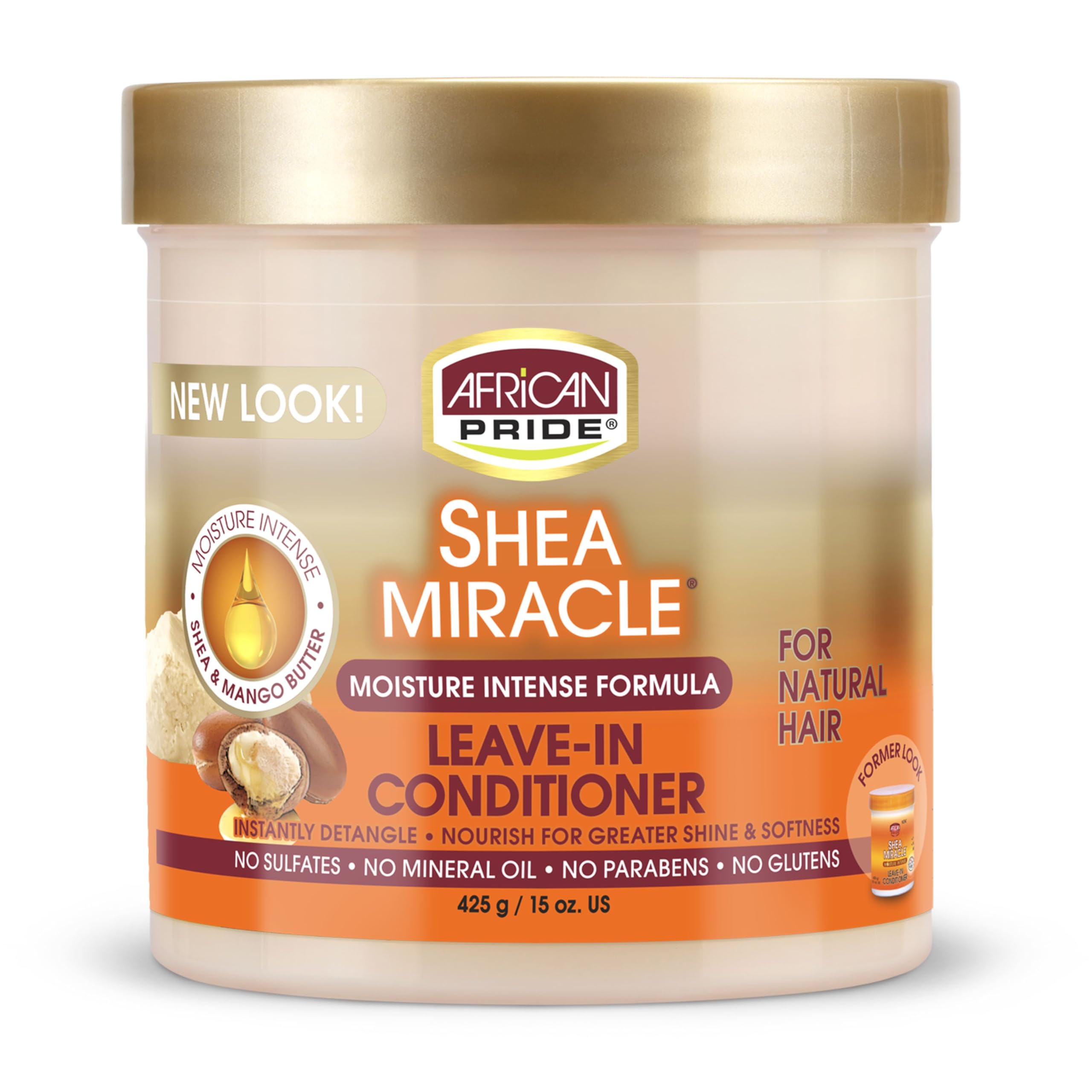 African Pride Shea Butter Miracle Leave-In Conditioner 15oz - Deep Hydration for Dry, Damaged Hair - Natural Hair Repair & Shine - Perfect for Curly, Coily & Natural Hair Types - Use After Washing for Soft, Manageable Locks